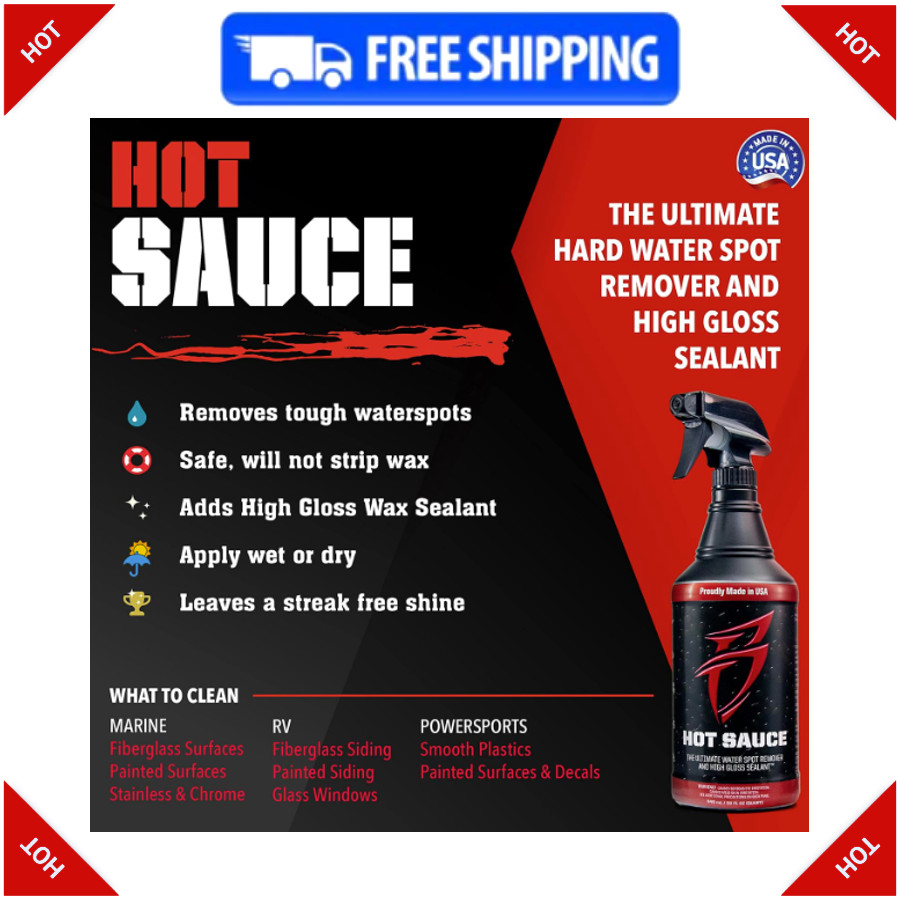 HS-0128 Hot Sauce Hard Water Spot Remover, Gallon Refill, for Boats, RVs, Pow…