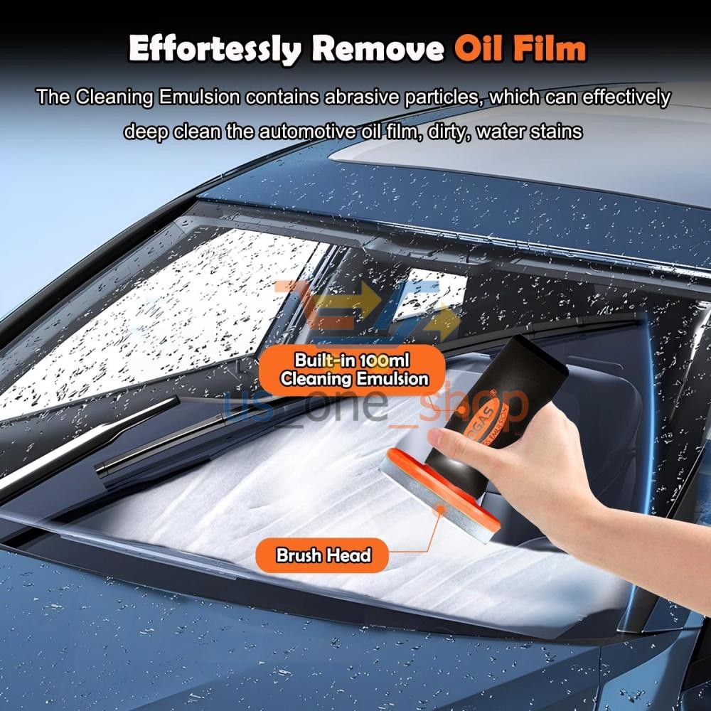 2PCS Glass Oil Film Remover for Car,Roll-On Glass Compound with Cleaning Board