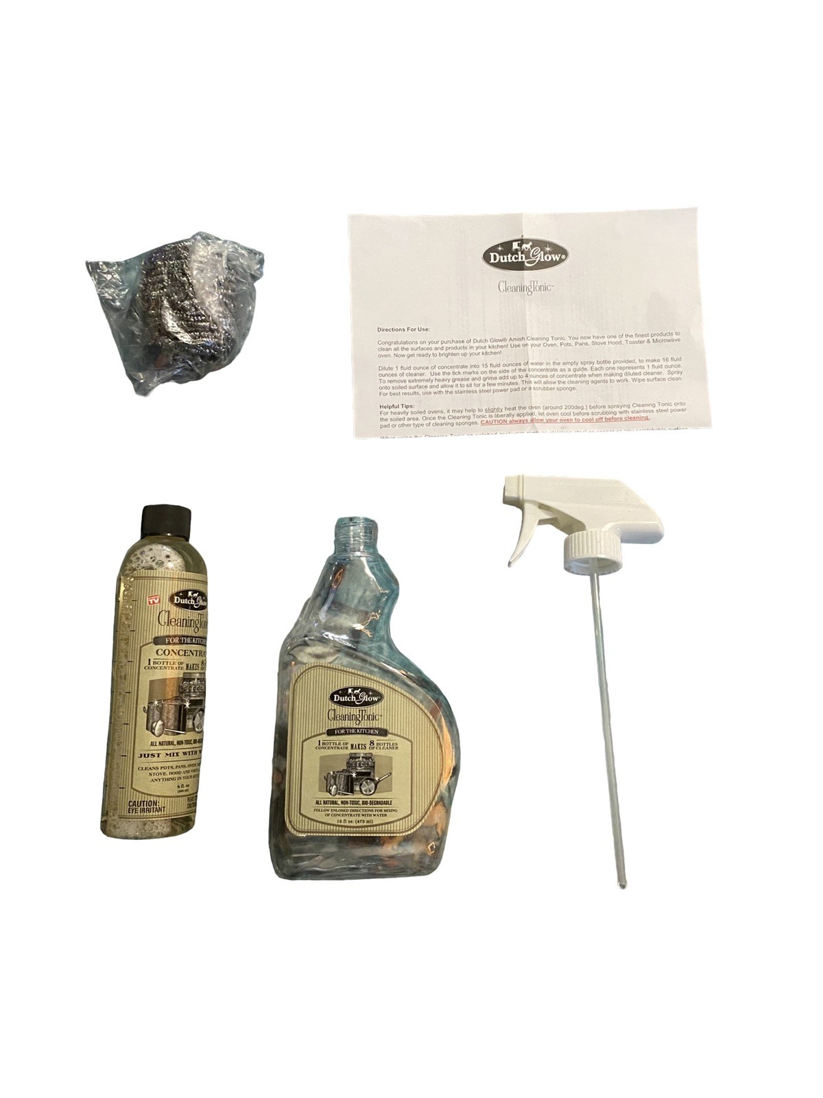 Dutch Glow Cleaning Tonic Kitchen Kit 8 oz Concentrate New Open Box