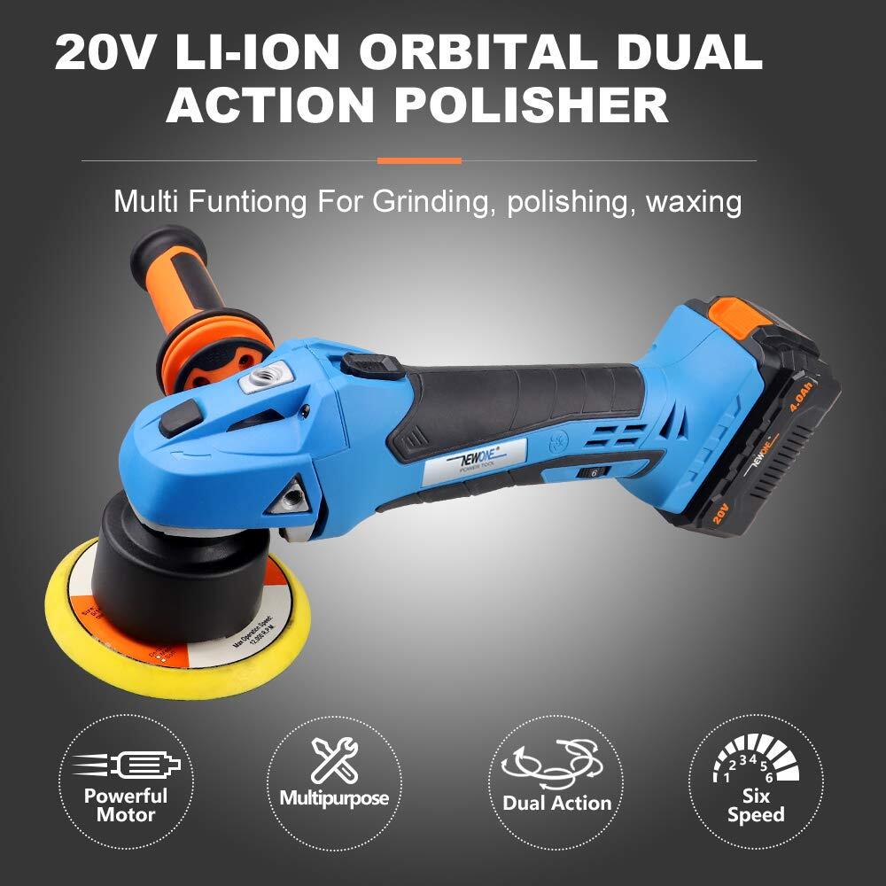20v Cordless Round Orbital Polisher Dual Action Buffer Polisher 5inch6 Variable