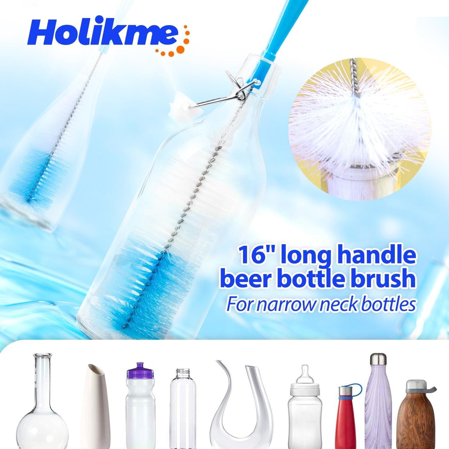 Multi-use Bottle Cleaning Brush Set For Sports Water Wine Glass Straws 7 Piece