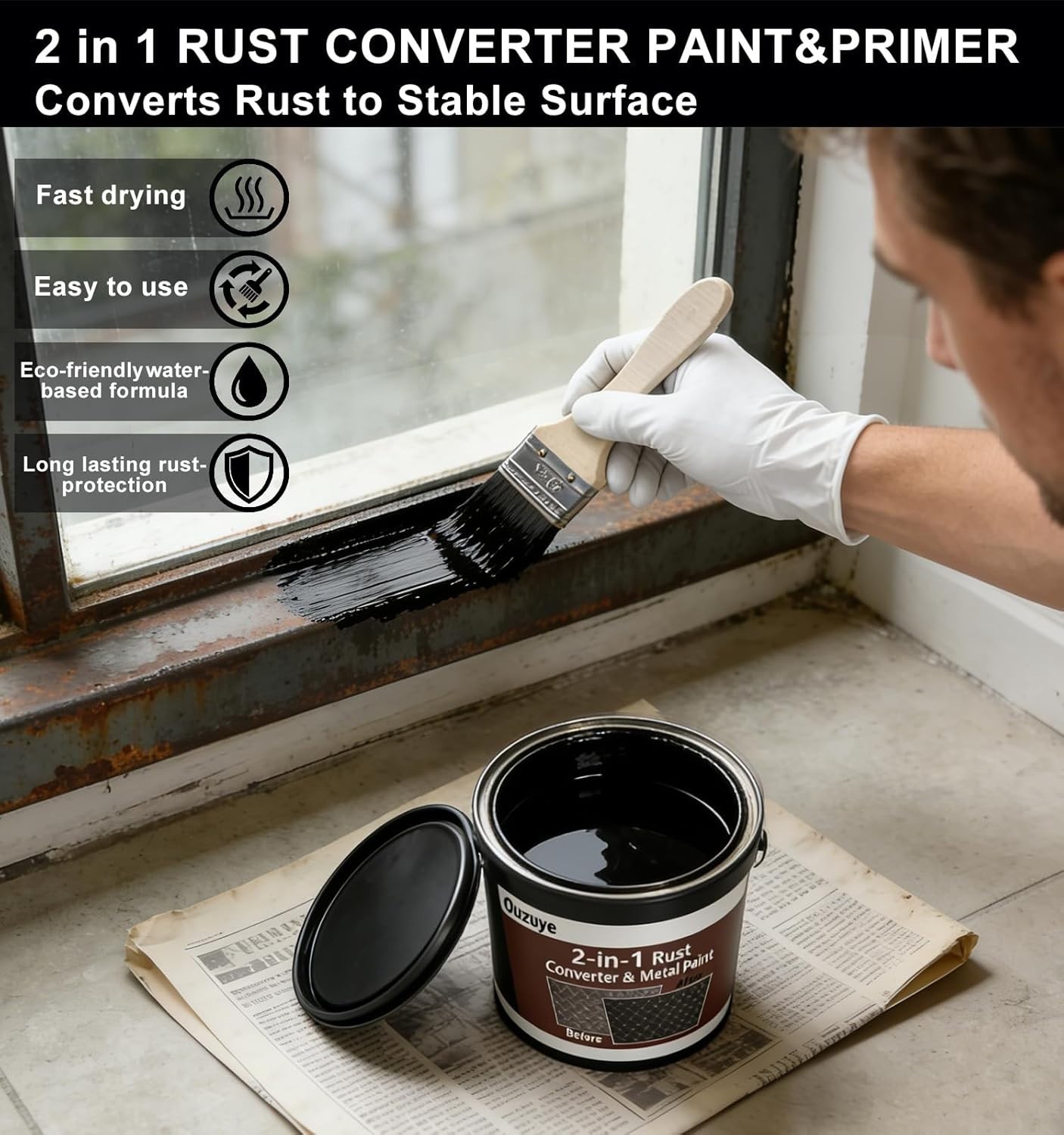 2 in 1 Rust Converter Primer 35oz Stops Rust Heat Resistant Coating Paint