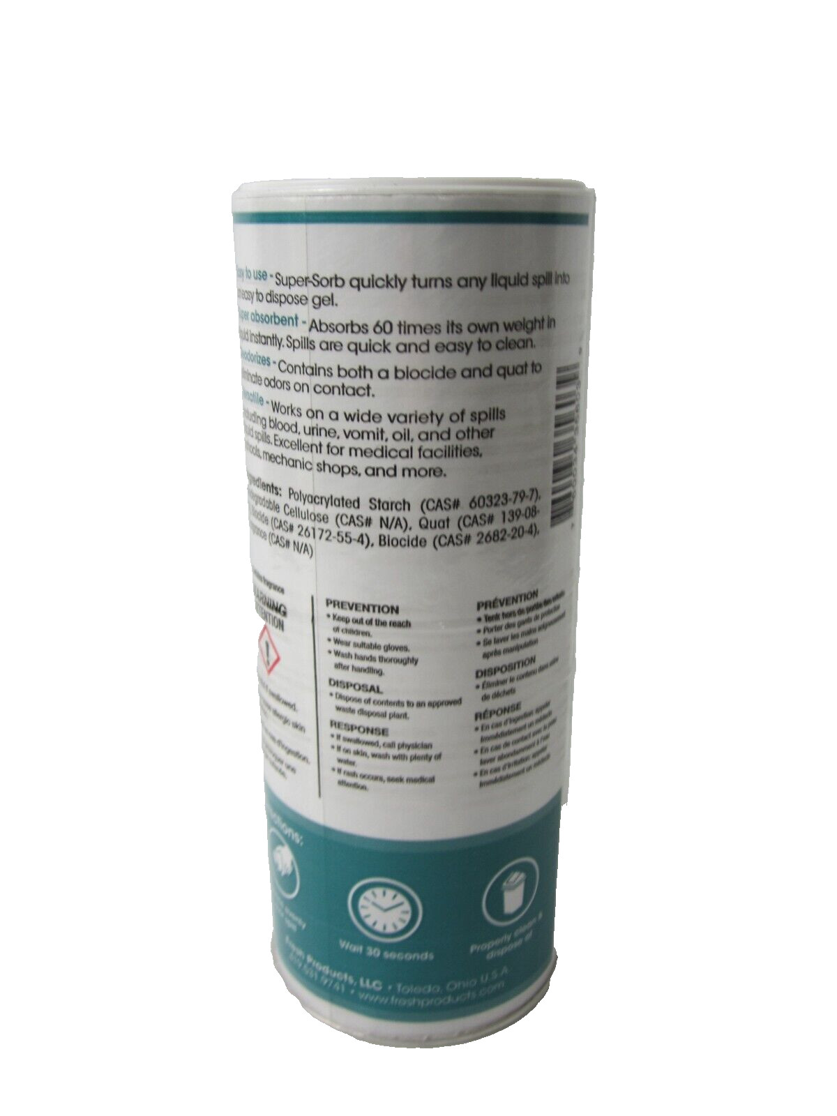 FRESH PRODUCTS Super-Sorb Liquid Spill Absorbent Powder Lemon-Scent 12 oz.