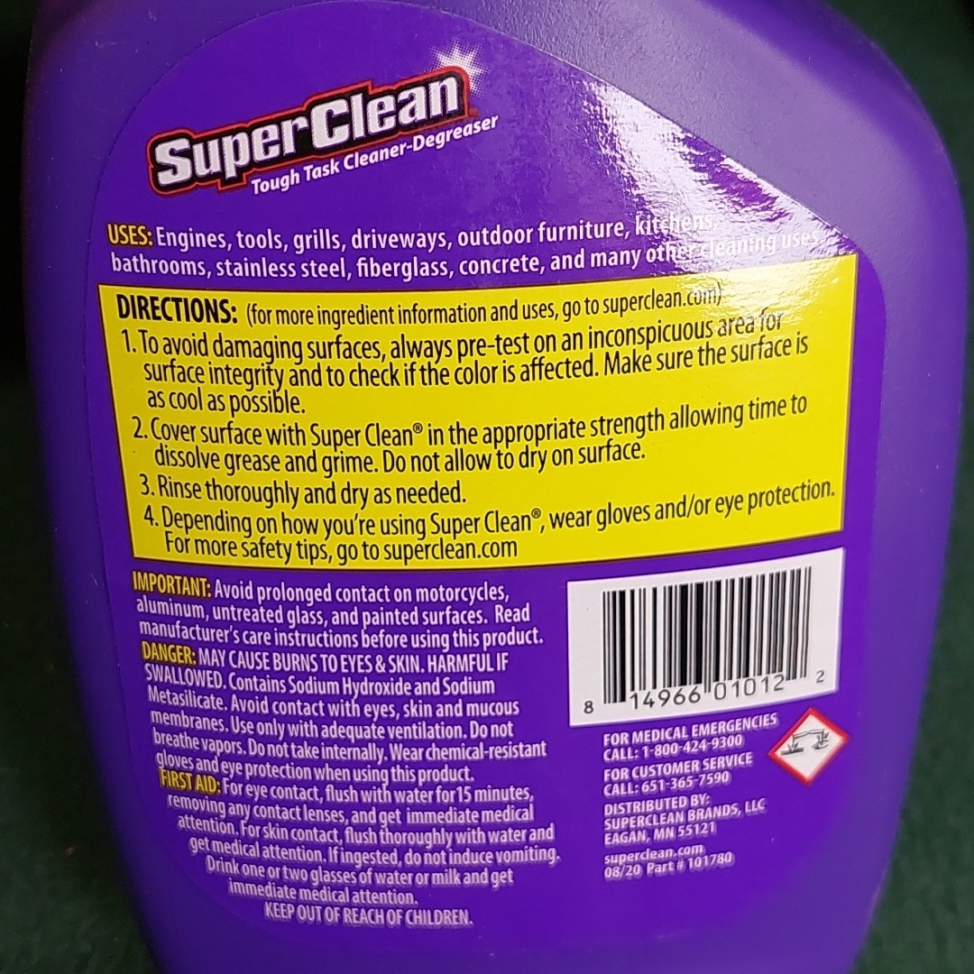 Superclean Cleaner and Degreaser 32zz Spray Bottle (QTY 2 pack)