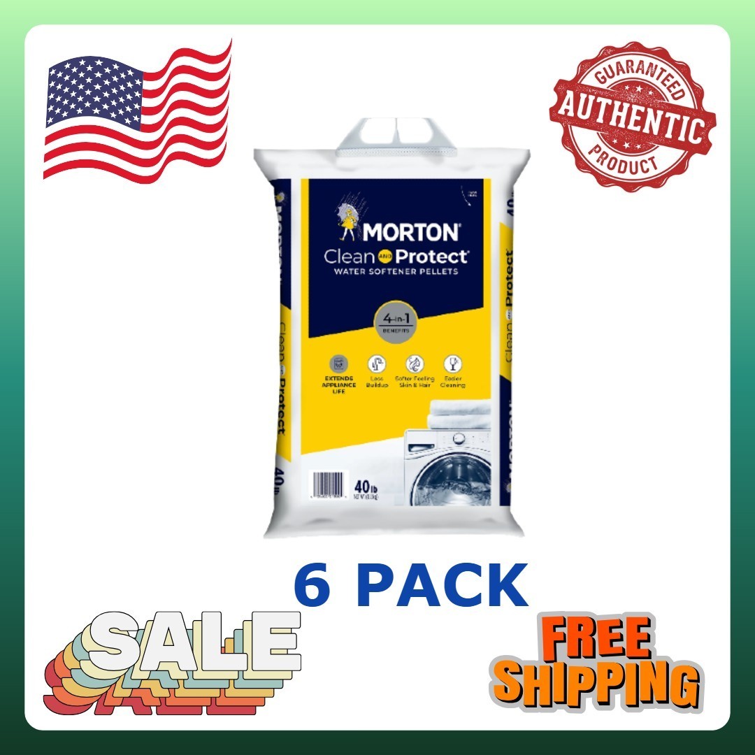 6P Morton Clean and Protect Water Softener Salt Pellets, 40 lb