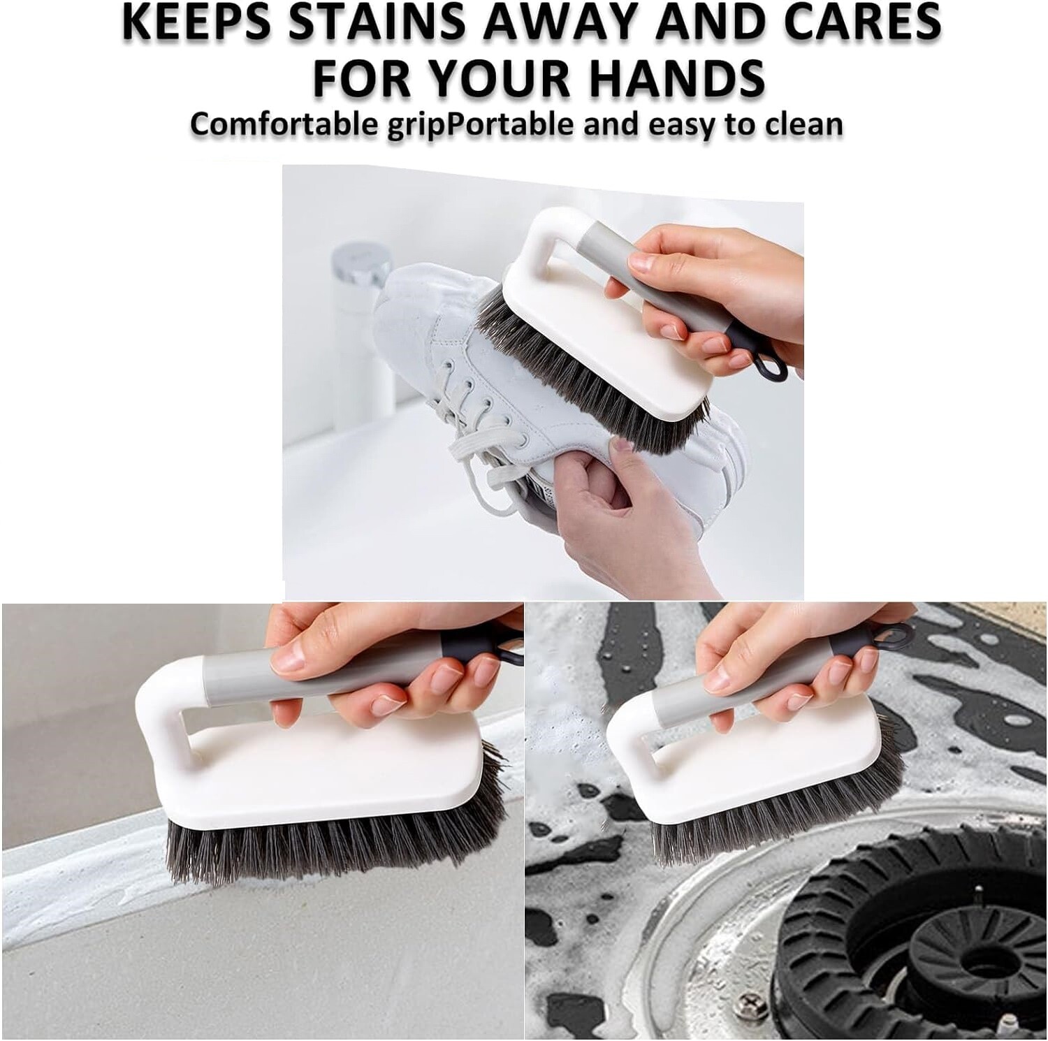 2Pcs Scrub Brush Heavy Duty Cleaning Scrubbing Brushes With Handle For Bathroom
