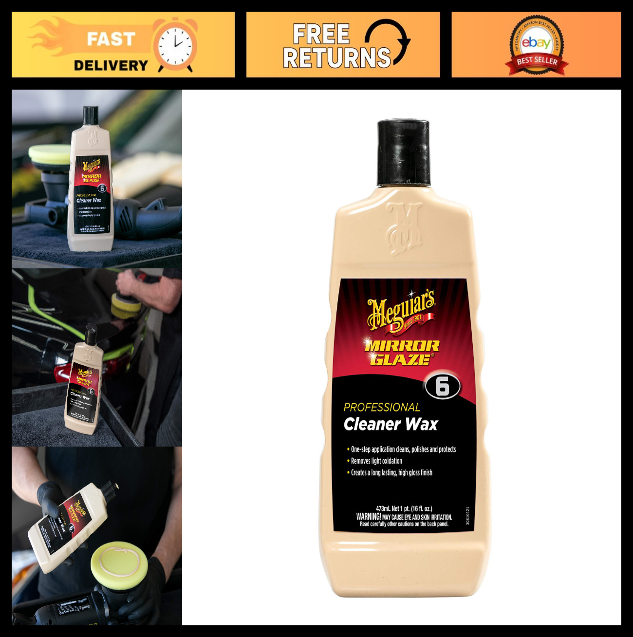 Professional Cleaner Wax 16 oz – 1-Step Swirl & Scratch Remover, Car Polish & Wa