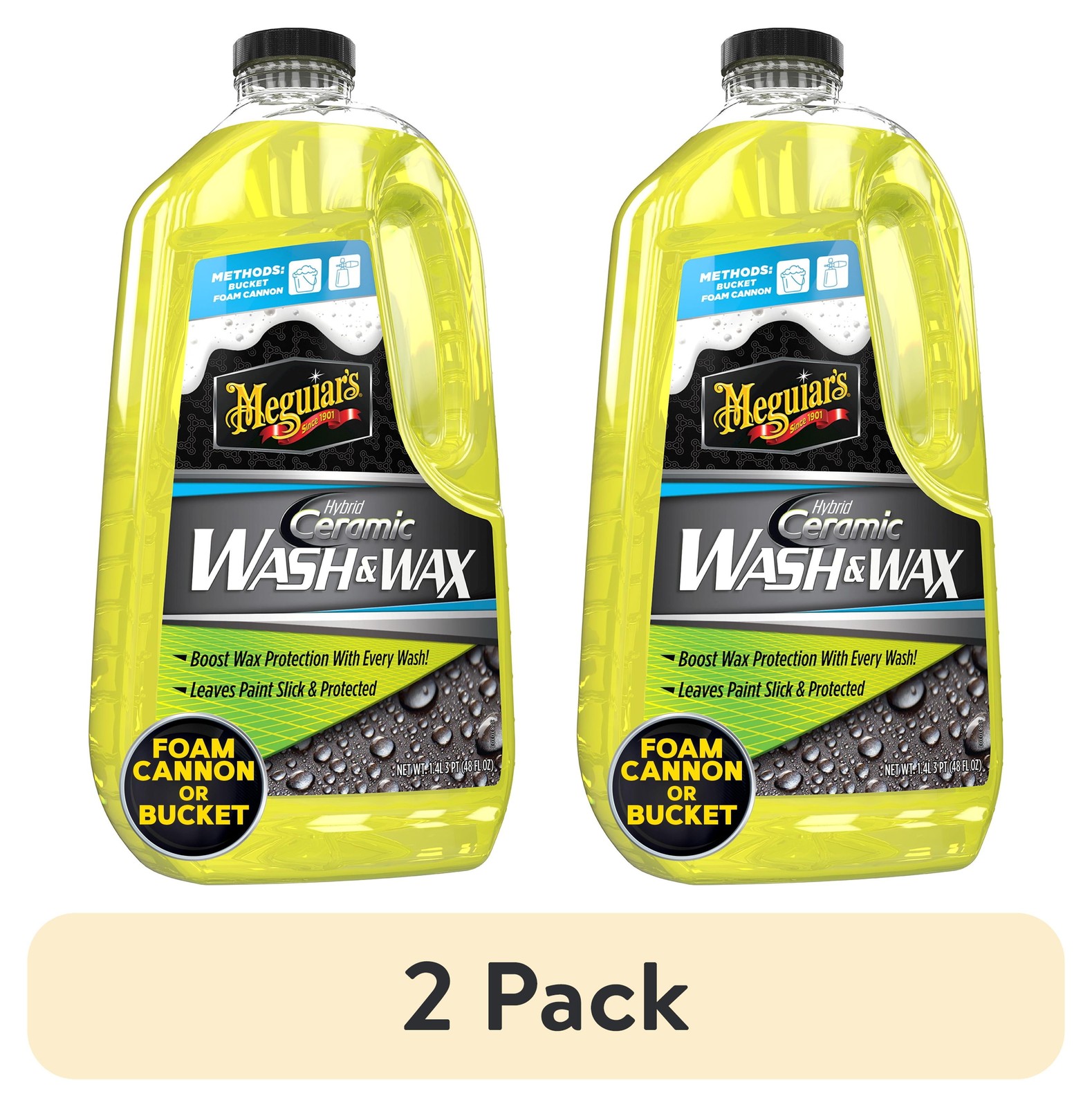 (2 pack) Meguiar’s Hybrid Ceramic Wash & Wax, G240748, 48 oz, Liquid new