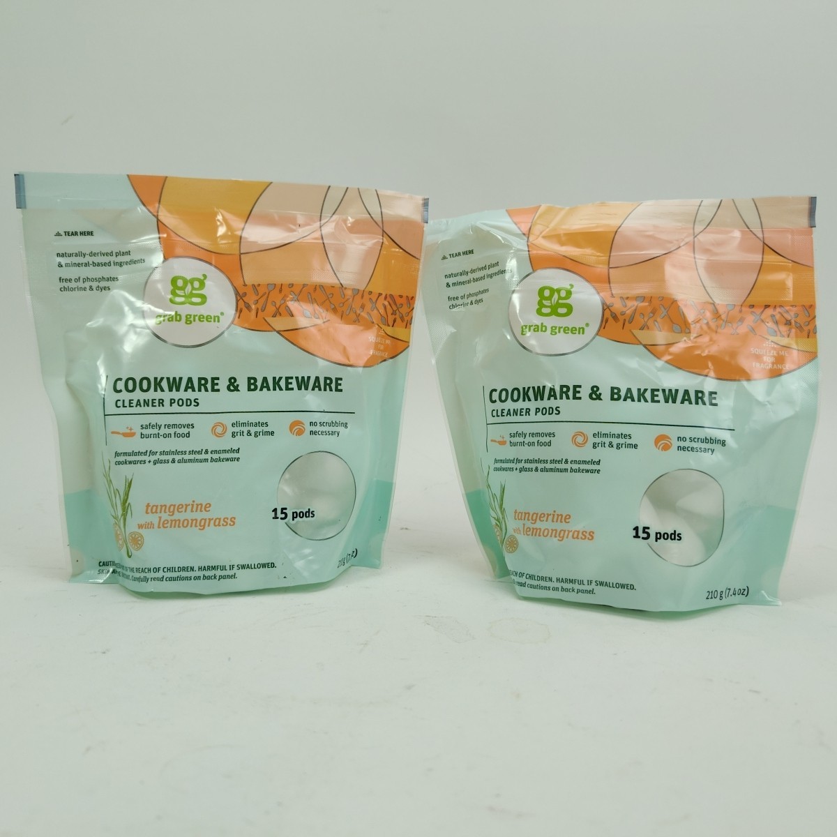 Grab Green Cookware & Bakeware Powder Cleaner Pods (2 Packs Total 30 Pods) 04/25
