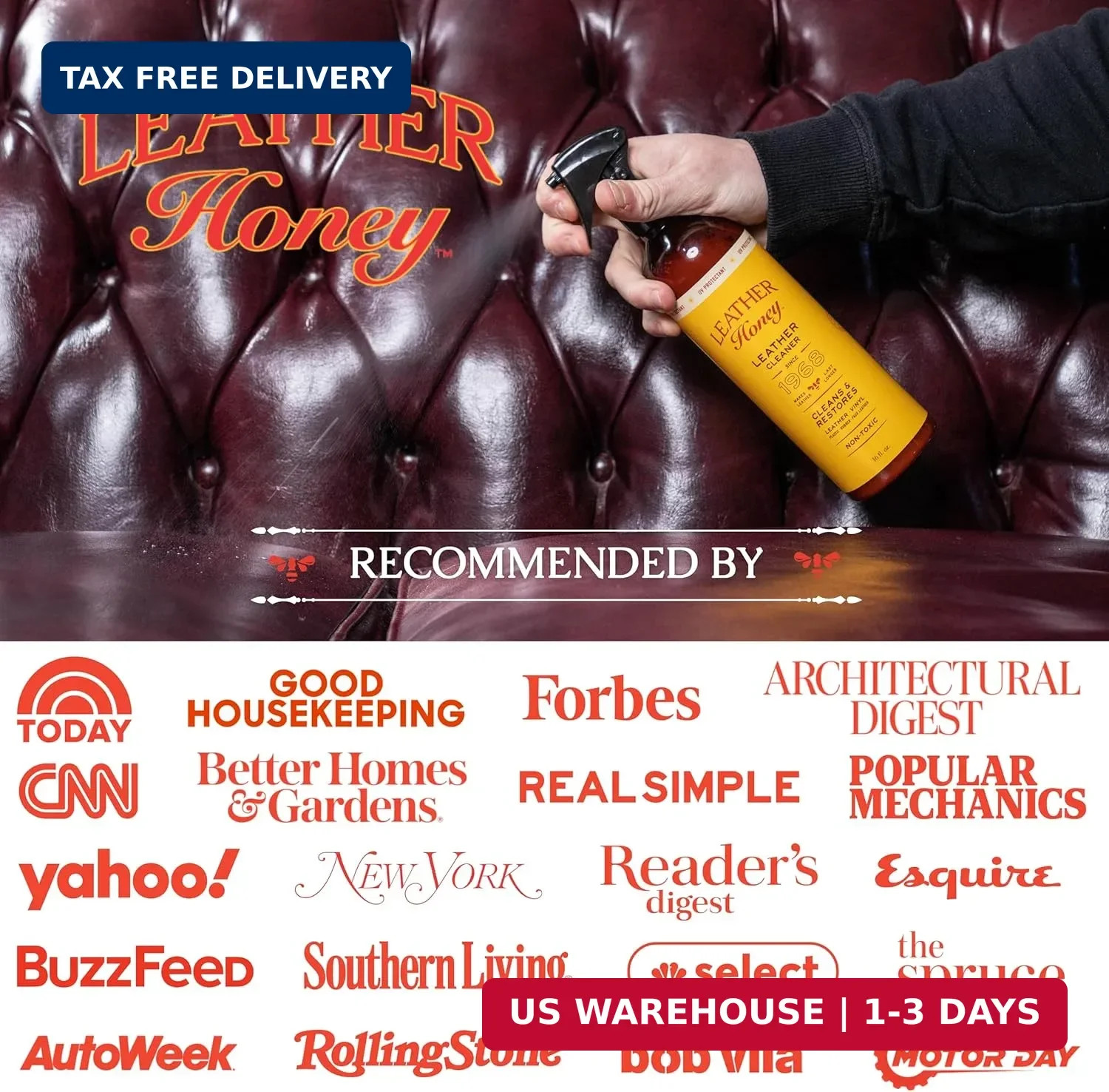 Leather Honey Leather Cleaner Spray: UV Protectant, Non-Toxic & Made in the USA