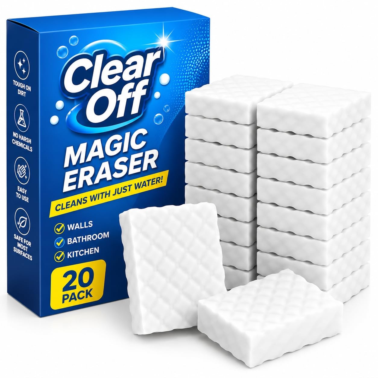 20 Pack Upgraded Sponge Eraser Extra Large Super Powerful – Melamine Sponge f…