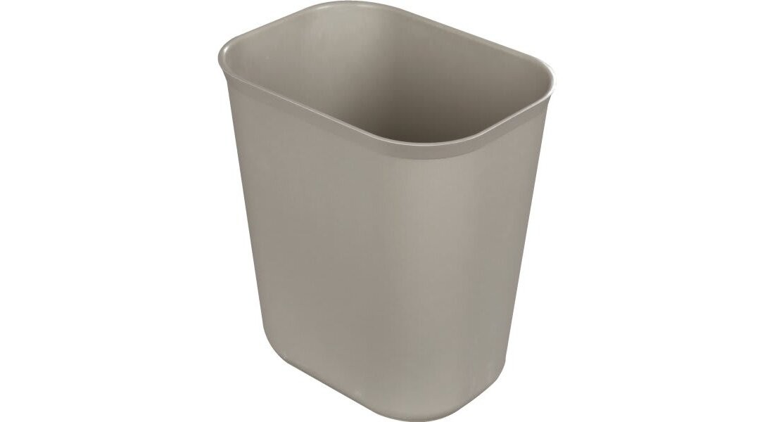 Trash Can 8.25X11.13X12.25 IN 3.5 GAL 14 QT Beige Rectangle Resin Fire Resistant