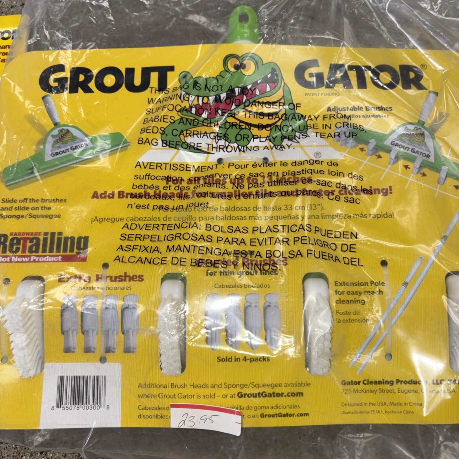 NEW Grout Cleaning Brush Tub Tile Mildew 20 Extra Heads W Handle Grout Gator