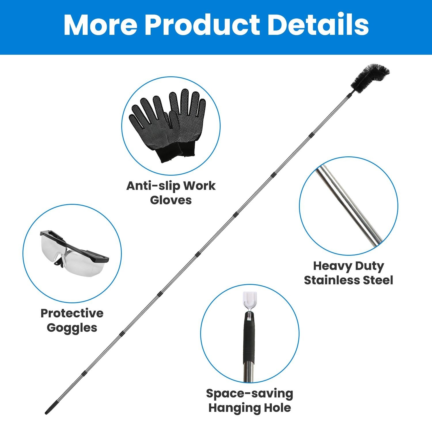10.5FT Gutter Cleaning Brush With Telescoping Handle