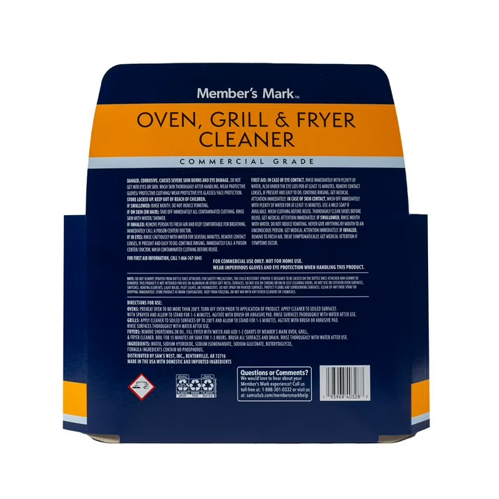 Member’s Mark Commercial Oven, Grill and Fryer Cleaner, 32 oz., 3 pack.