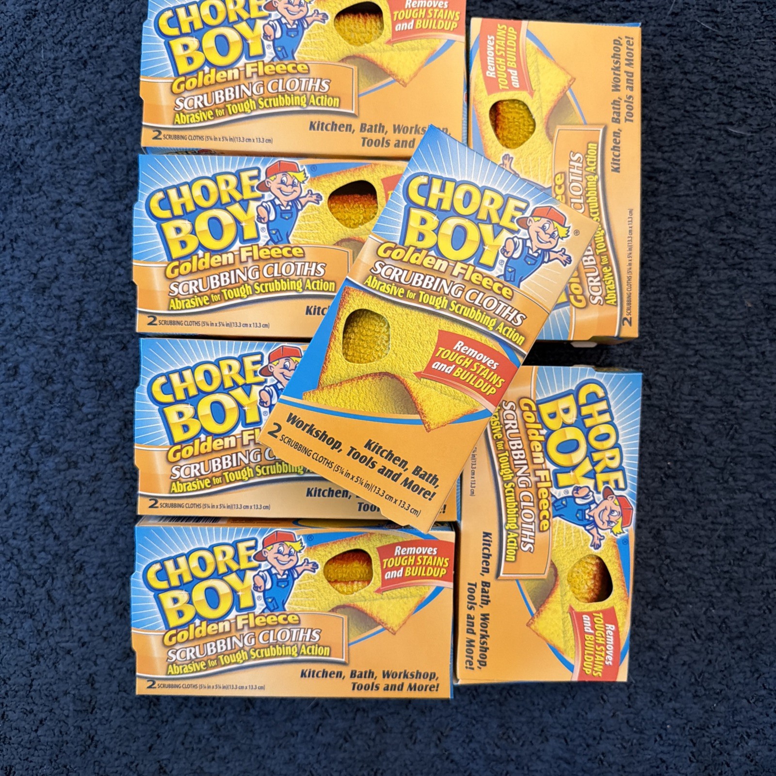 Lot Of (14) CHORE BOY Golden Fleece Scouring Cloths Pads Scrubbing, 7 Boxes Of 2