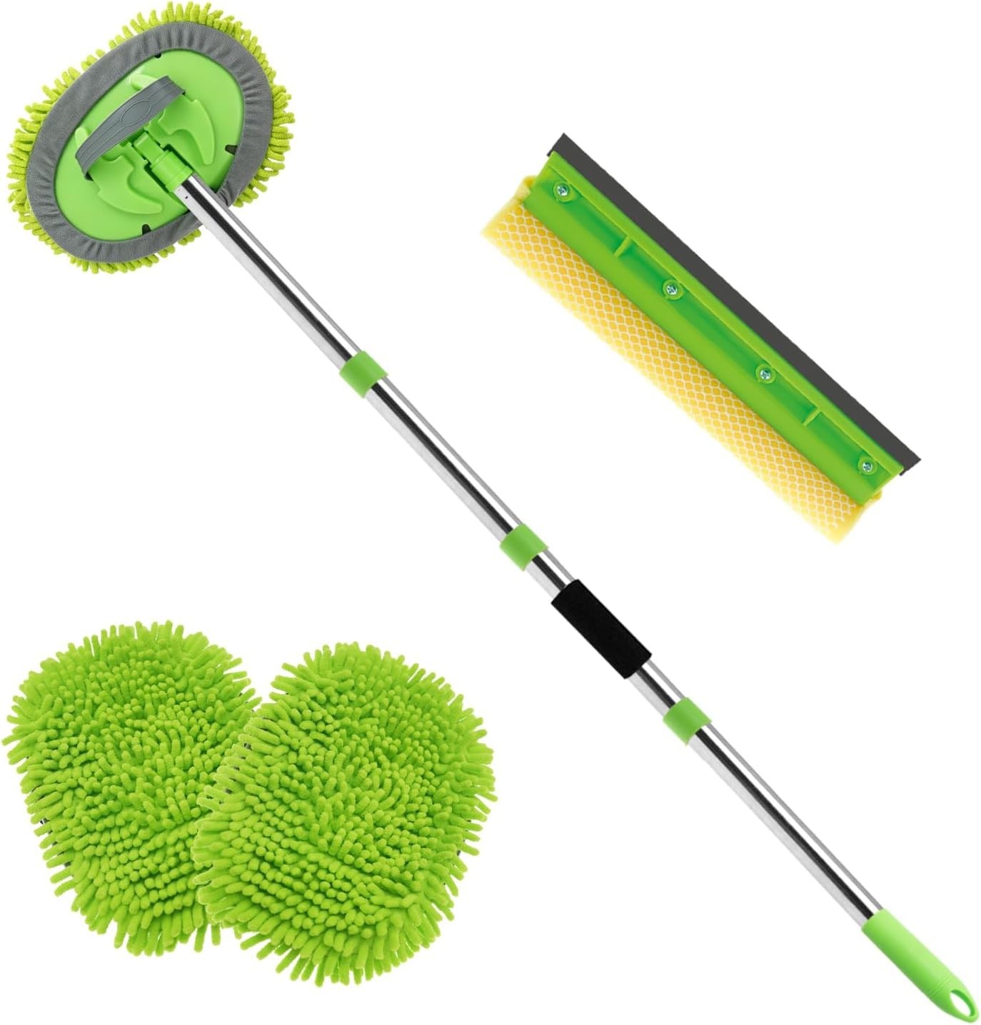 Car Wash Brush Kit – 62″” Long Handle Microfiber Cleaning Brush for Car RV Truck