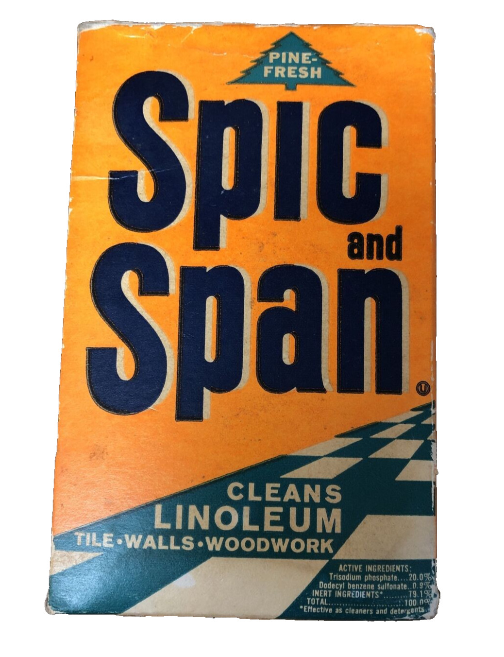 Vintage 50s Sealed SPIC and SPAN Box Soap Powder Cleaner Movie Prop Display