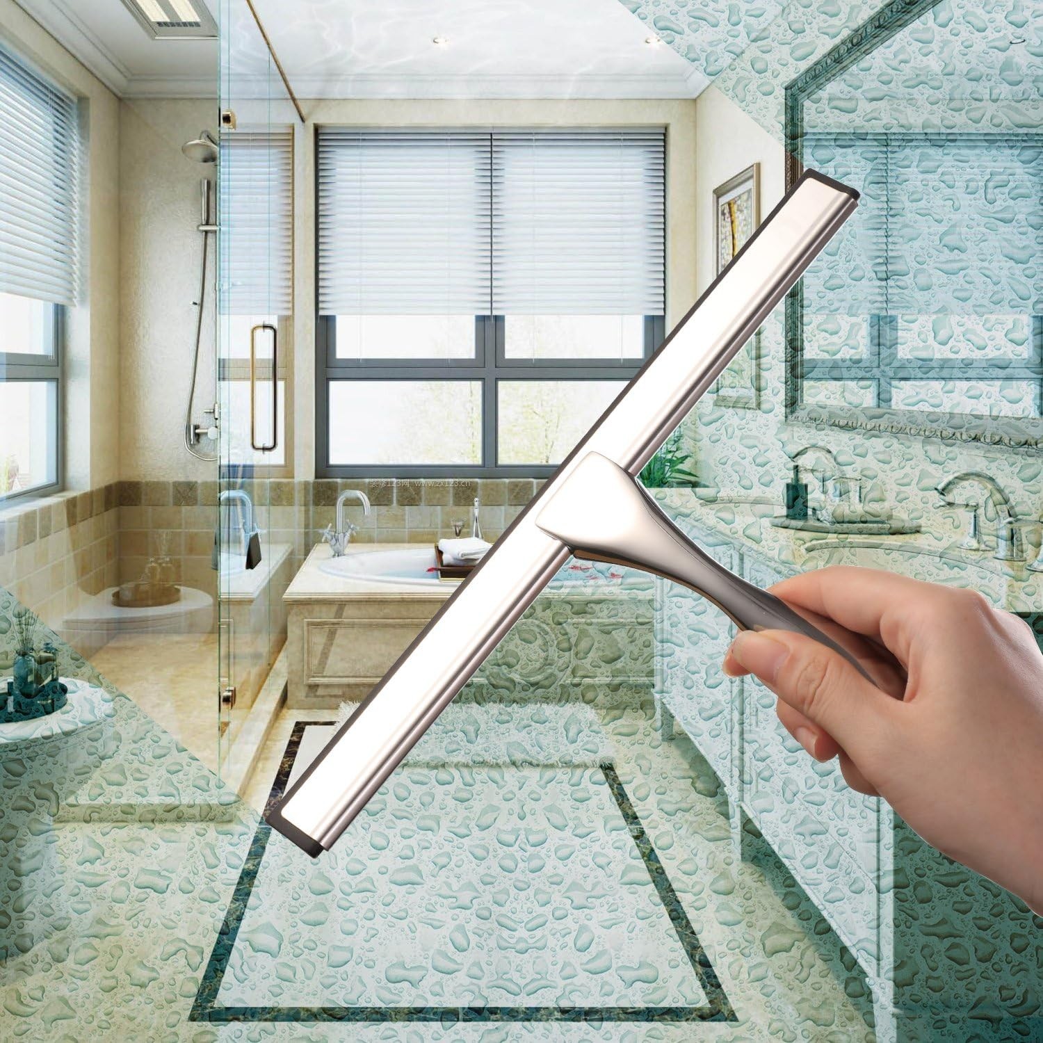 Modern 12-Inch Multi-Surface Shower Squeegee for Streak-Free Shine Effortlessly