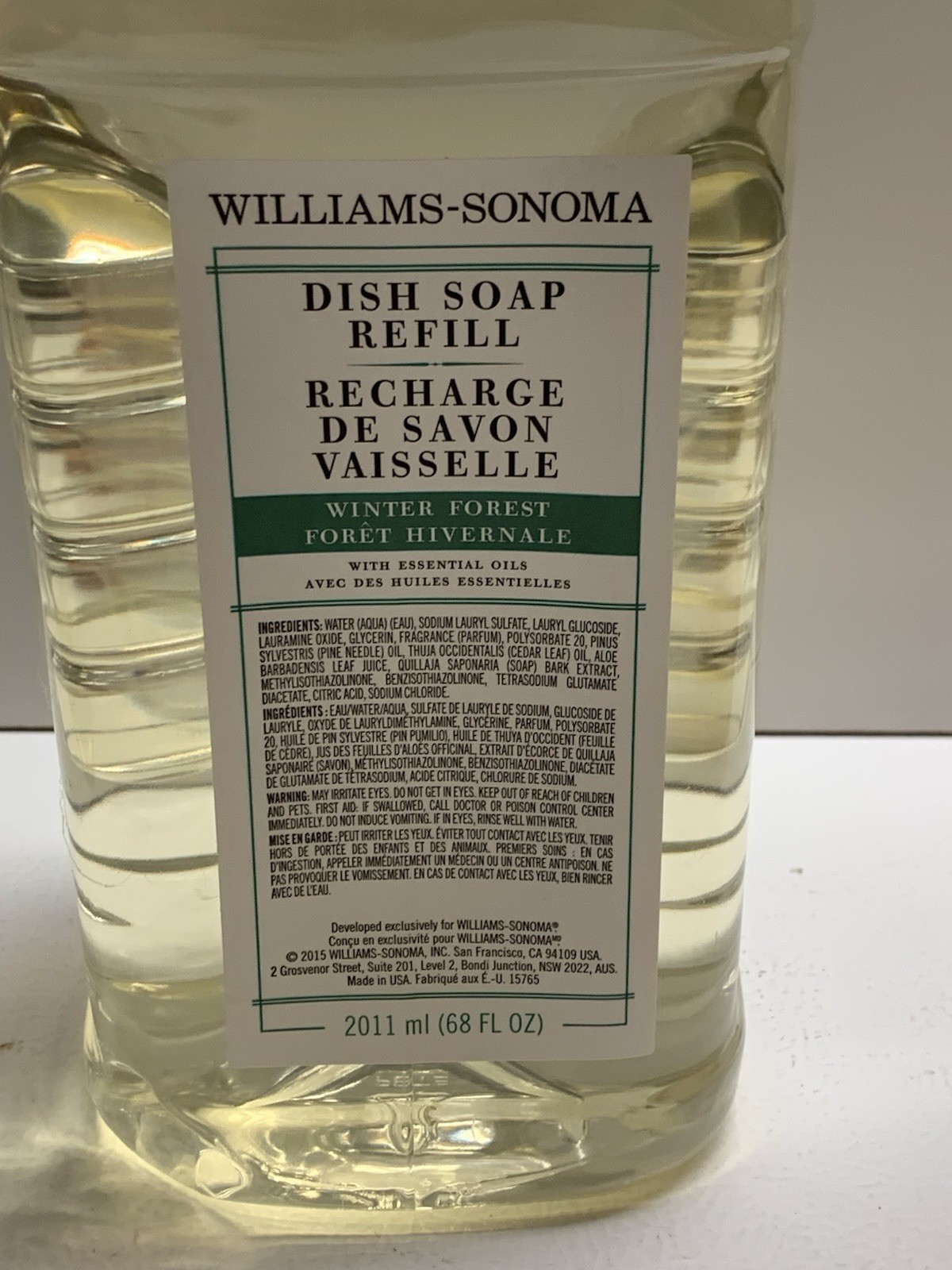 Williams Sonoma Winter Forest Dish Soap Refill – 68fl oz NEW