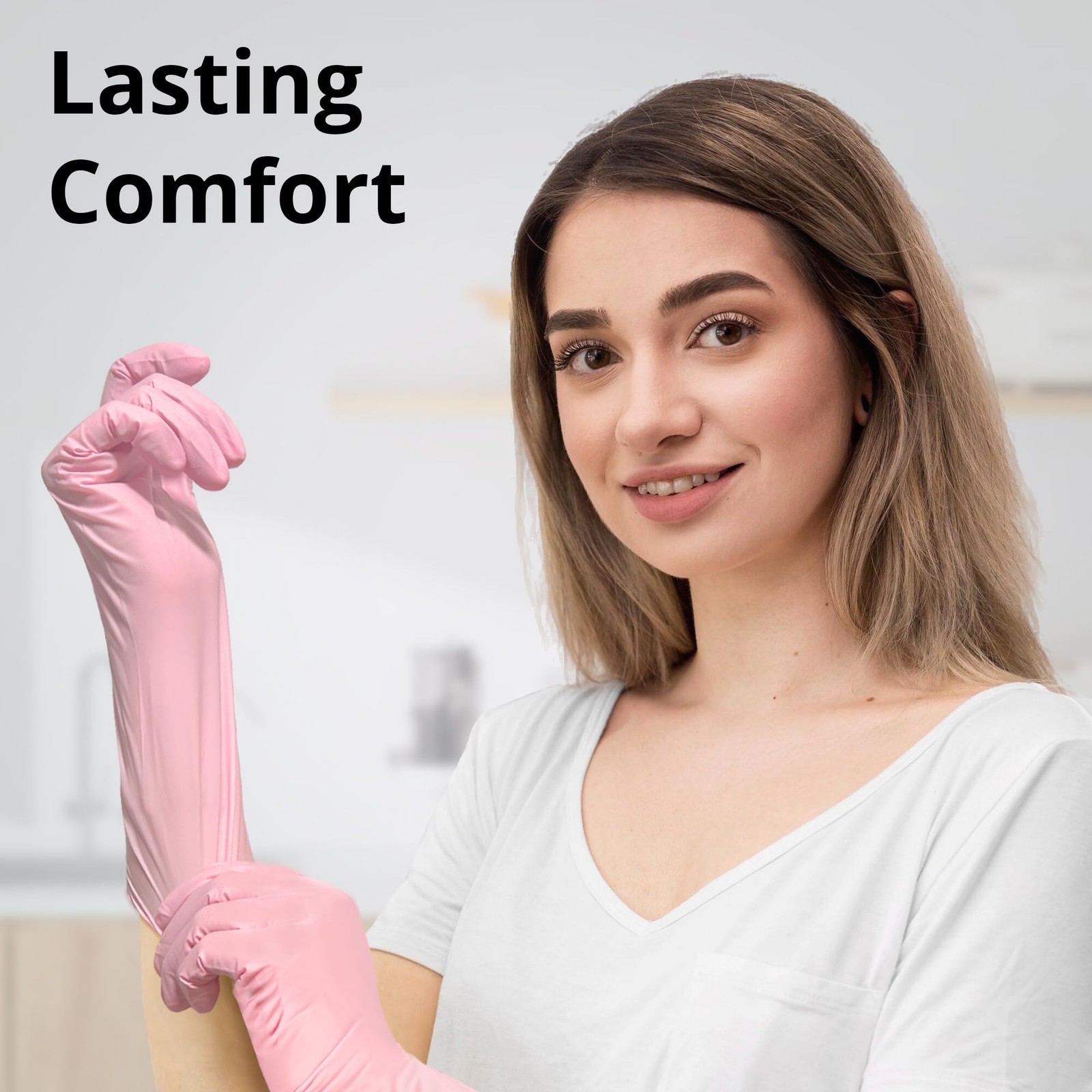 SwiftGrip Disposable Nitrile Dishwashing Gloves, Small, Cherry Blossom