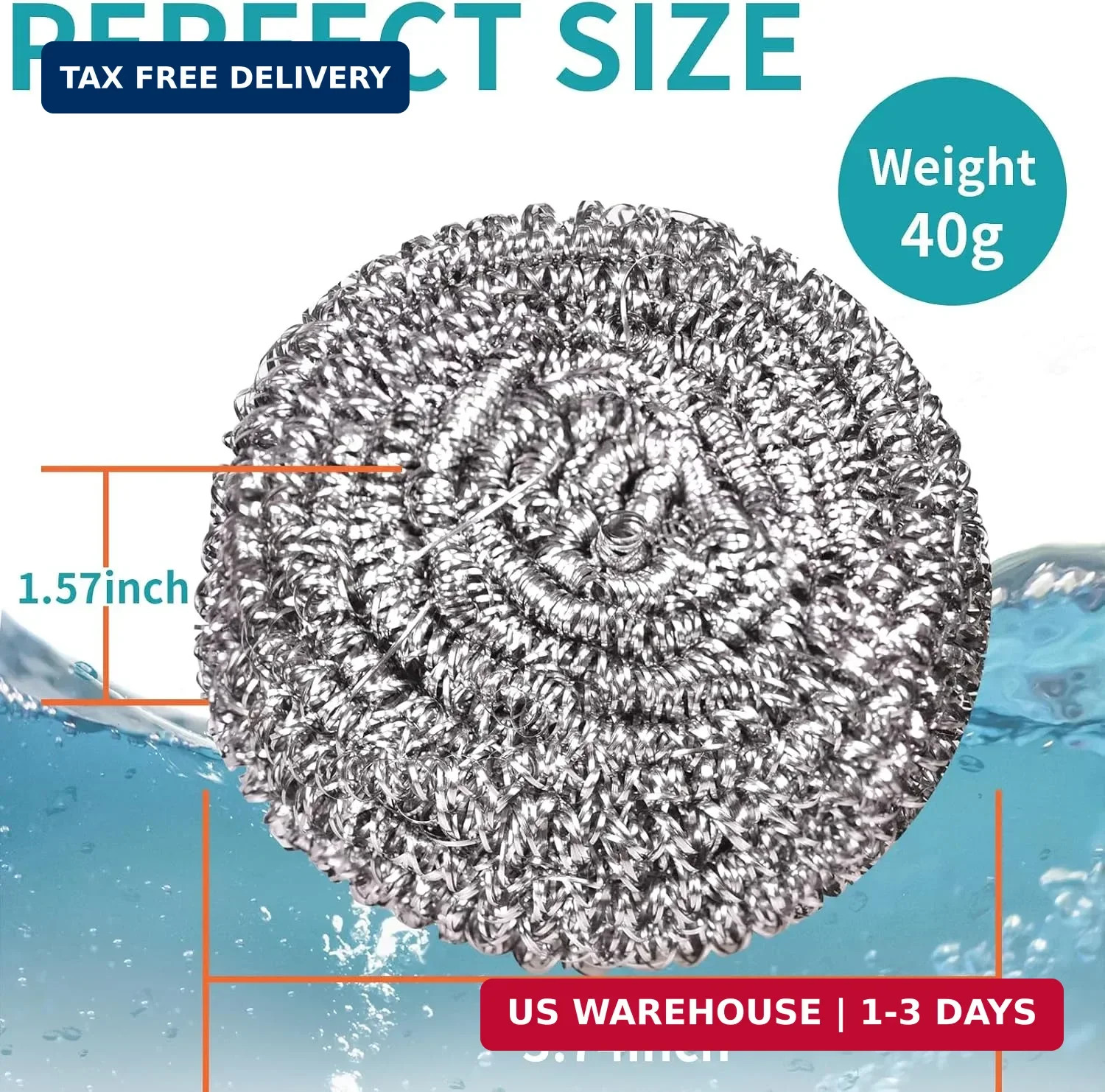 Carrie Joe Stainless Steel Scourer Heavy Duty Scrubber Pads Steel Wool Pack of 6