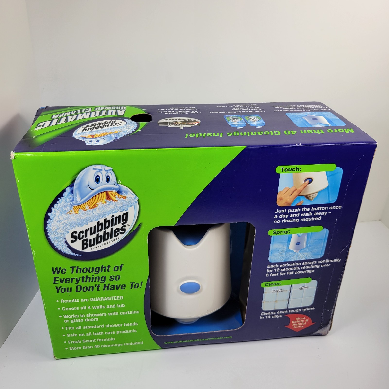 Scrubbing Bubbles Automatic Shower Cleaner Kit Shower Caddy 2 Refills READ