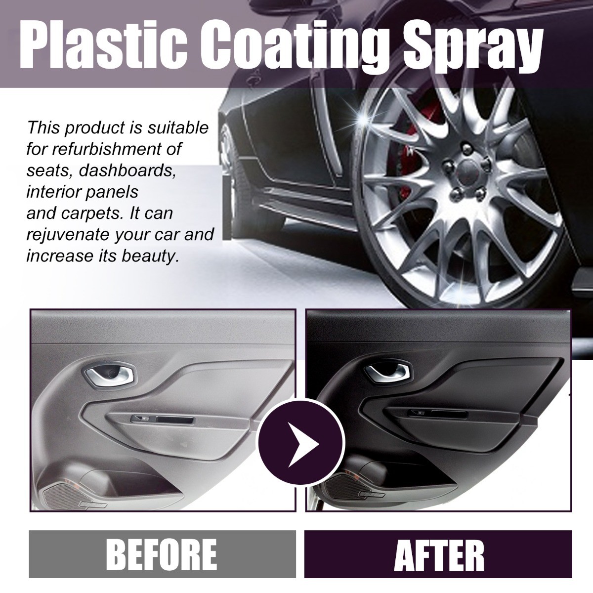 Car Interior Plastic Cleaner & Restorer Spray for Dashboard Seats Trim