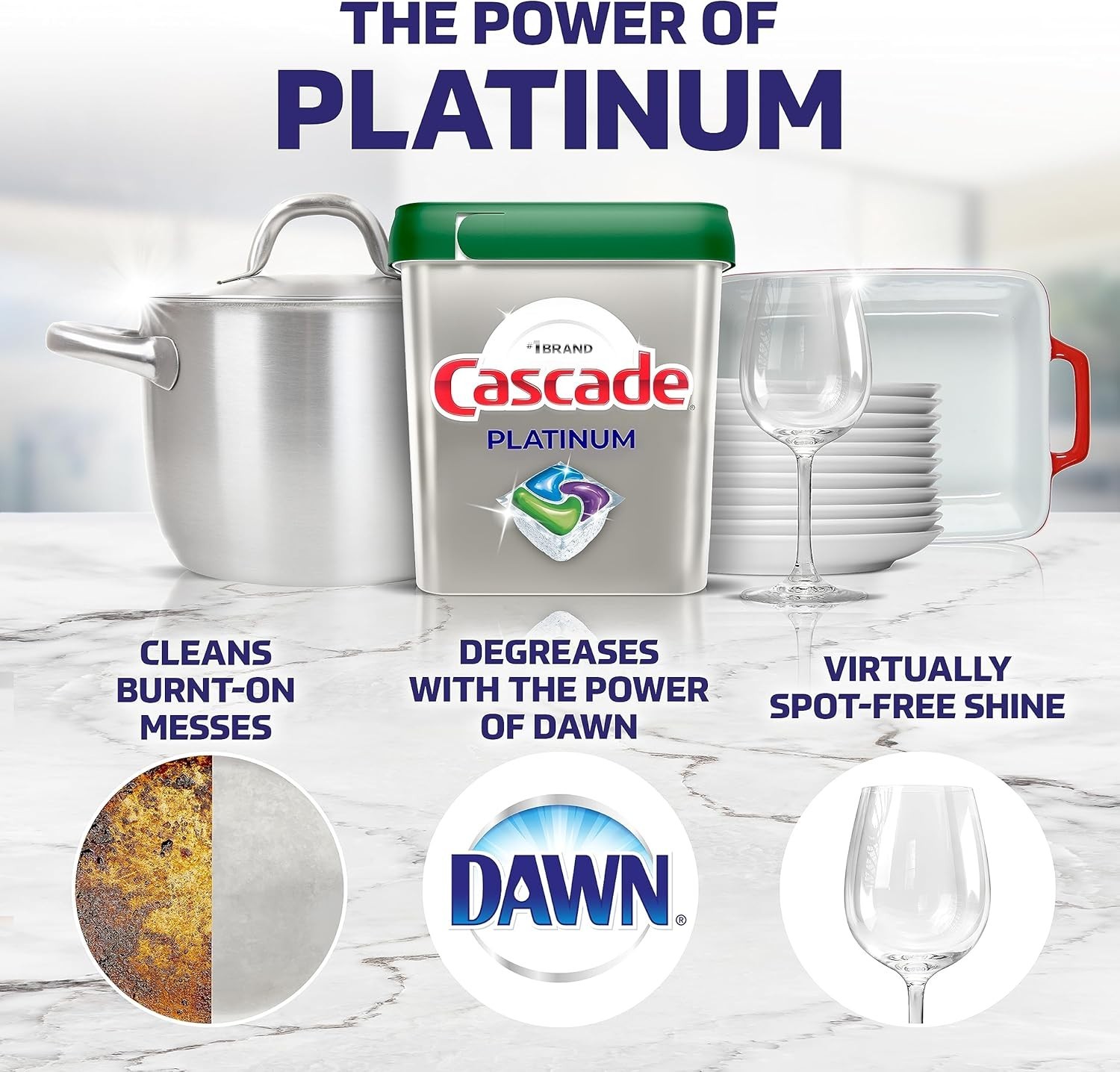 Cascade Platinum ActionPacs Dishwasher Detergent, Fresh Scent, 62 Count