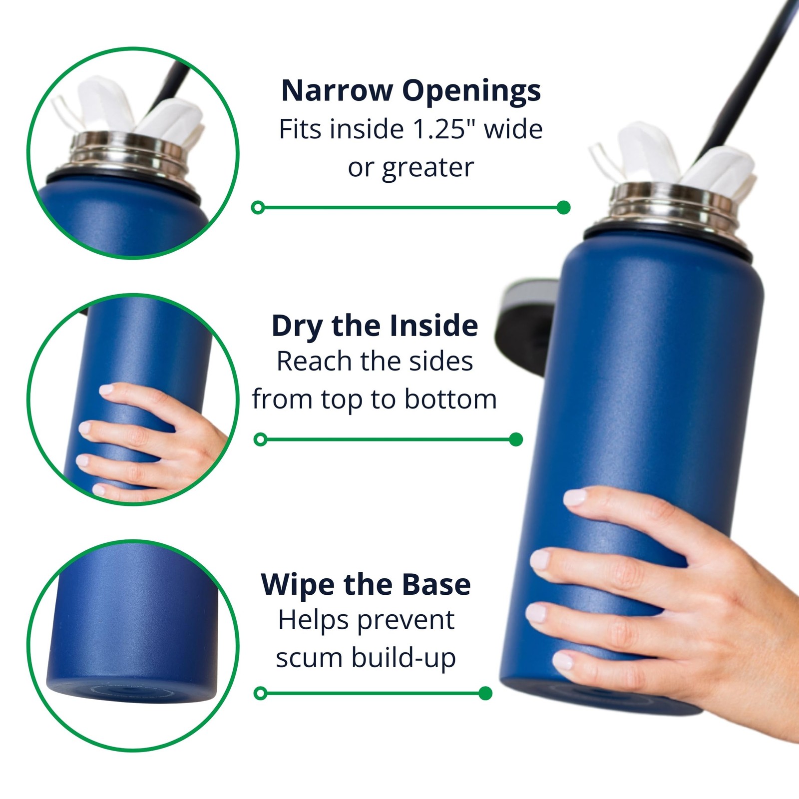 Drying Wand – Narrow Container Dryer ( 1.25″ Opening) – Water Bottle, Carafe,…
