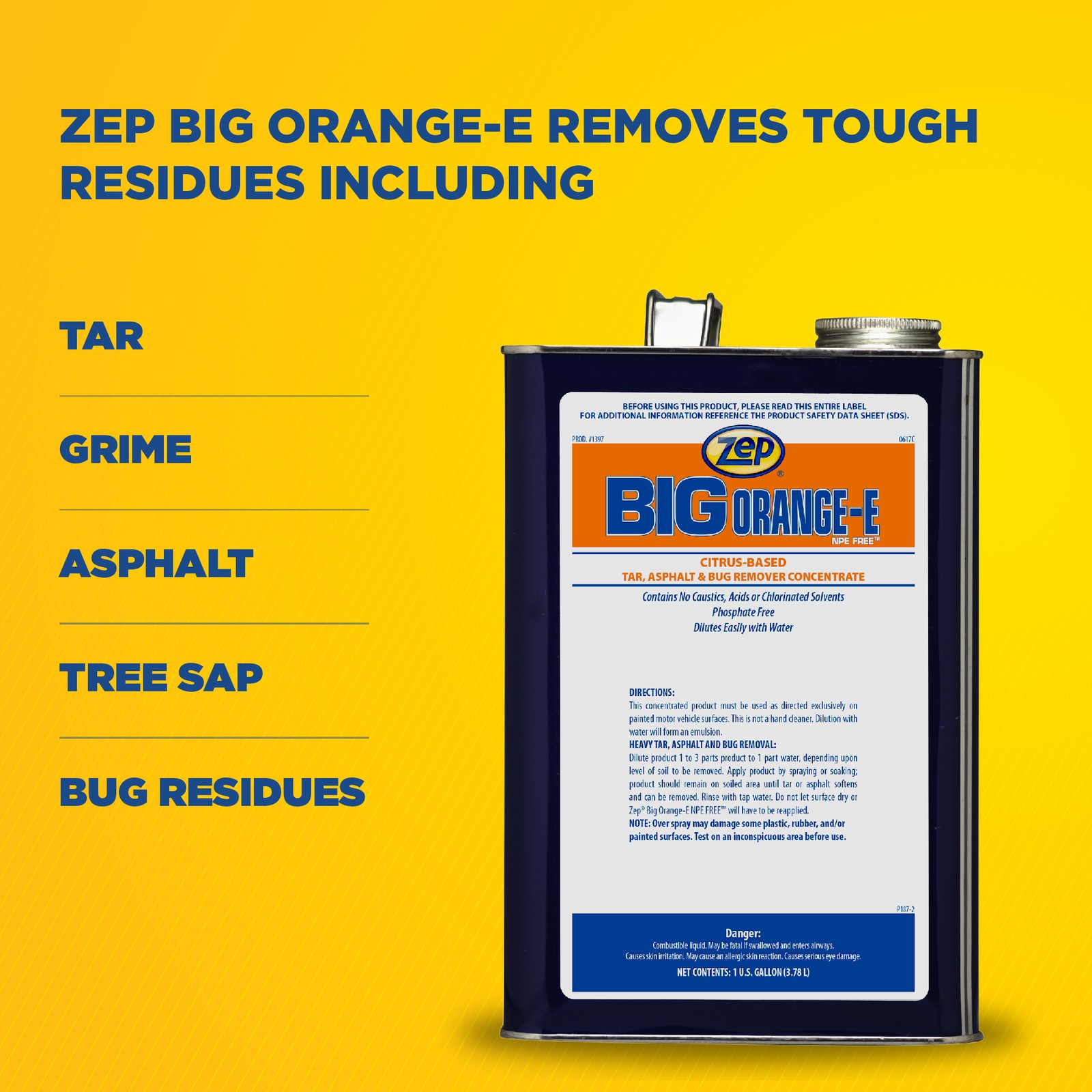 Zep Big Orange-E NPE Free Liquid Degreaser and Cleaner – 1 Gallon (Case of 4)