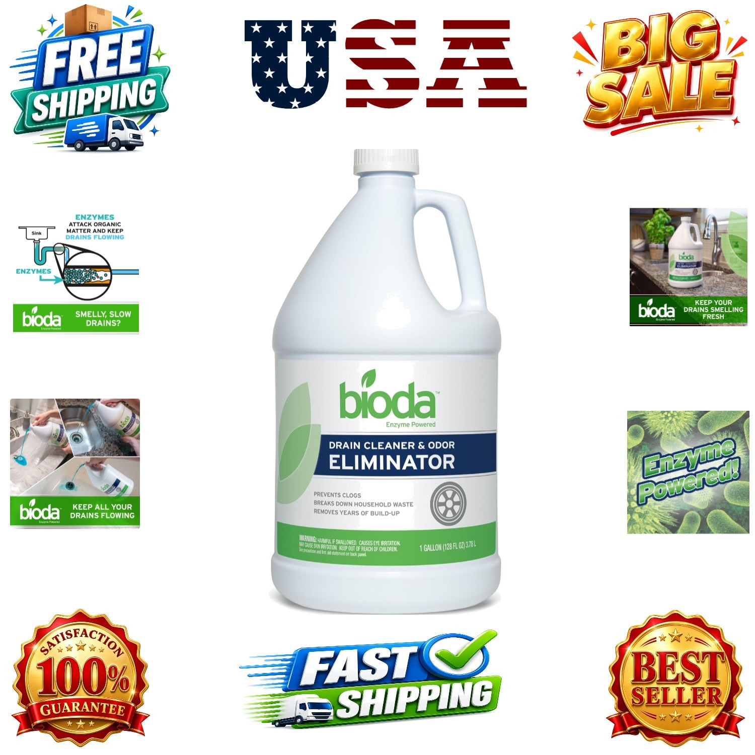 Professional Strength Enzyme Drain Cleaner, Septic Safe Drain Odor Eliminator…
