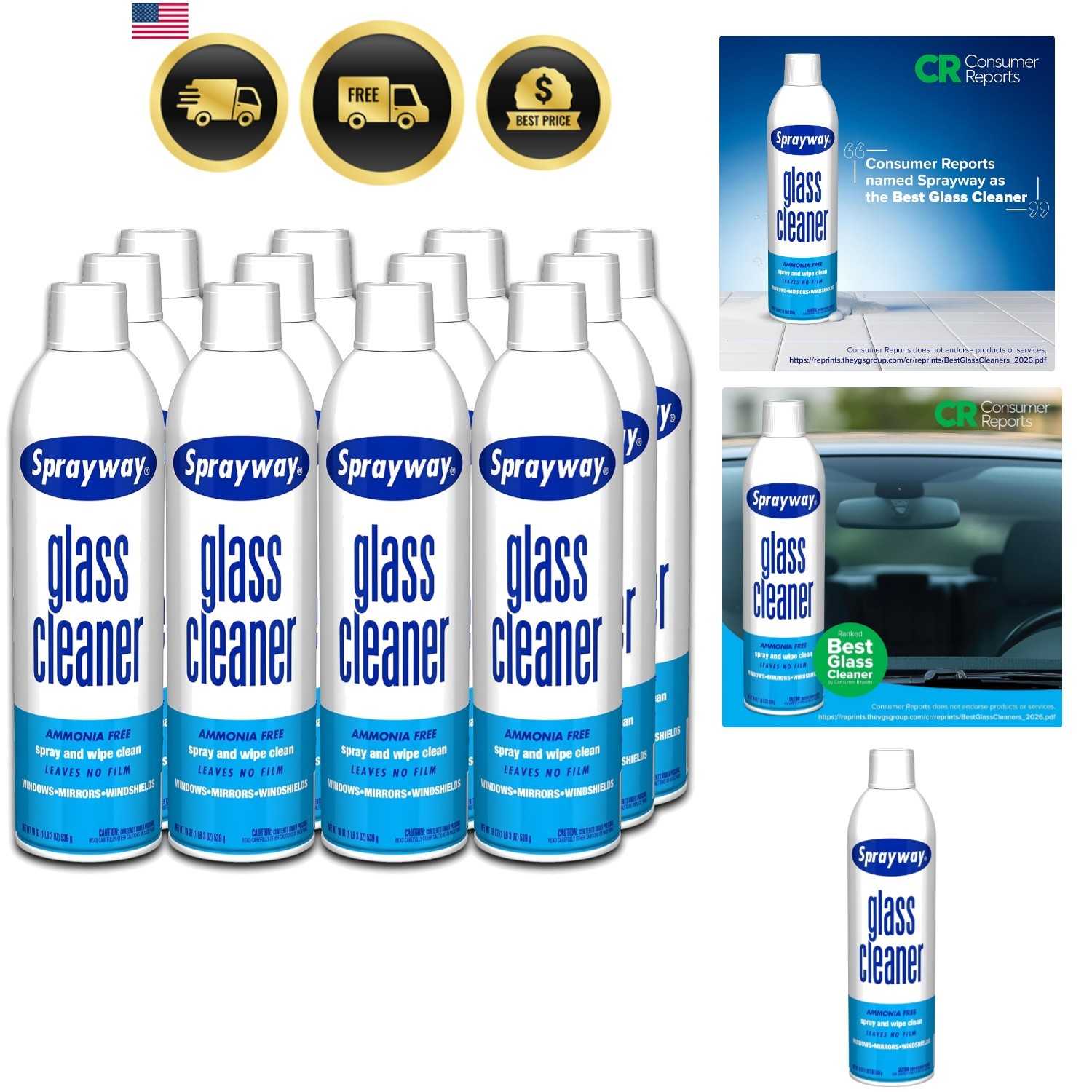 Glass Cleaner with Foaming Spray for a Streak-Free Shine for Home and Automot…