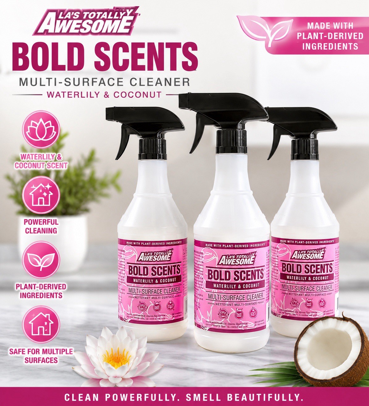 3 PACK- LA’s Totally Awesome Plant-Based Multi-Surface Cleaner Cruelty Free 24oz