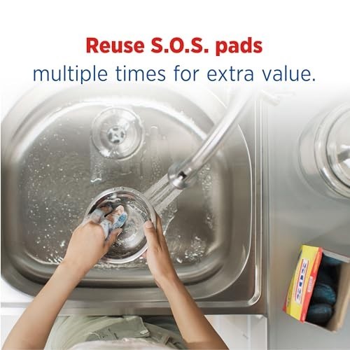 Steel Wool Soap Pads 10 Count Heavy Duty Scouring Sponge Kitchen Cleaning Tough