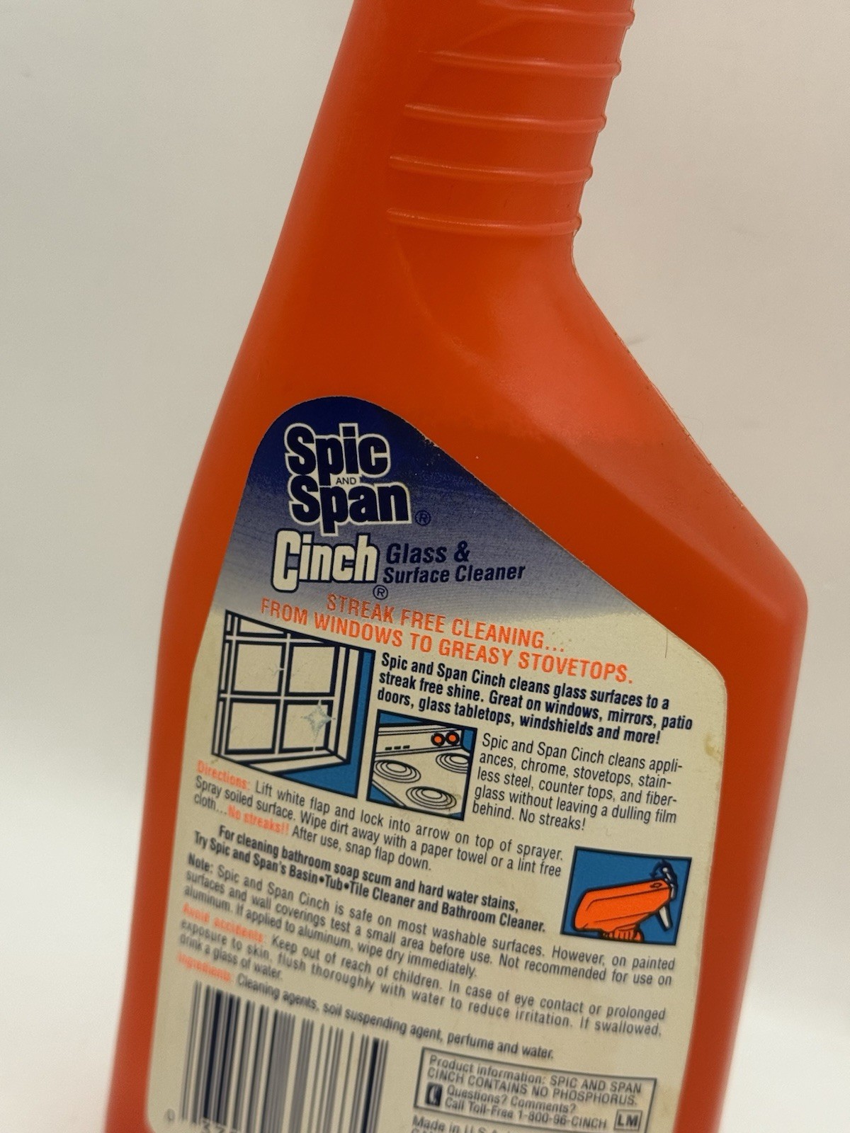 Vintage 1993 Spic and Span CINCH Glass & Surface Cleaner 90% Full 17oz Bottle