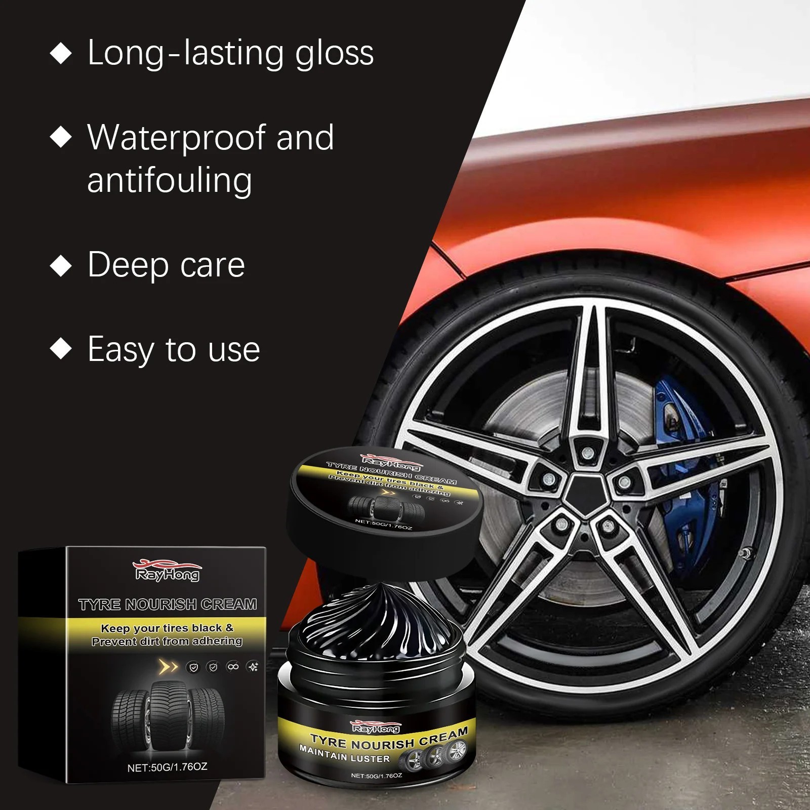 1~3x Tyre Nourish Cream, Tire Nourish Wax Cream, Maintain Luster for Cars 50g