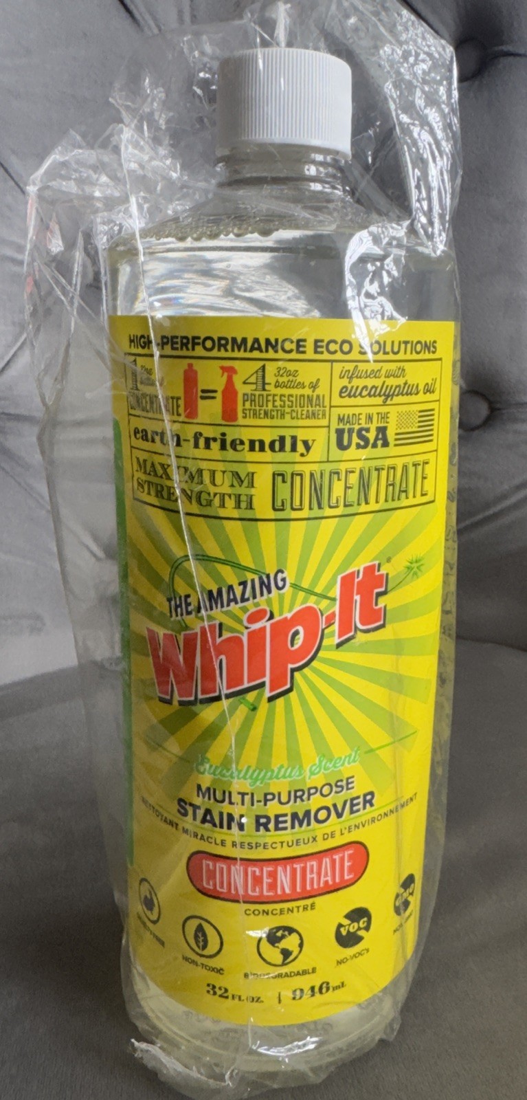 Whip It Concentrate 32 Oz All Purpose Cleaner & Stain Remover Earth Friendly NEW