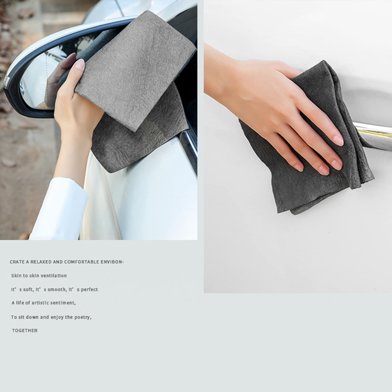 10PCS Thickened Magic Cleaning Cloth,Bsorbent Small, Grey, Black