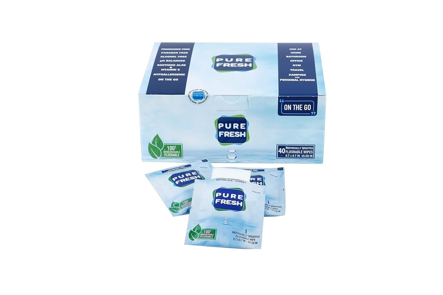 Biodegradable 40 Count PureFresh Wet Wipes – Aloe, Hypoallergenic & Travel-Ready