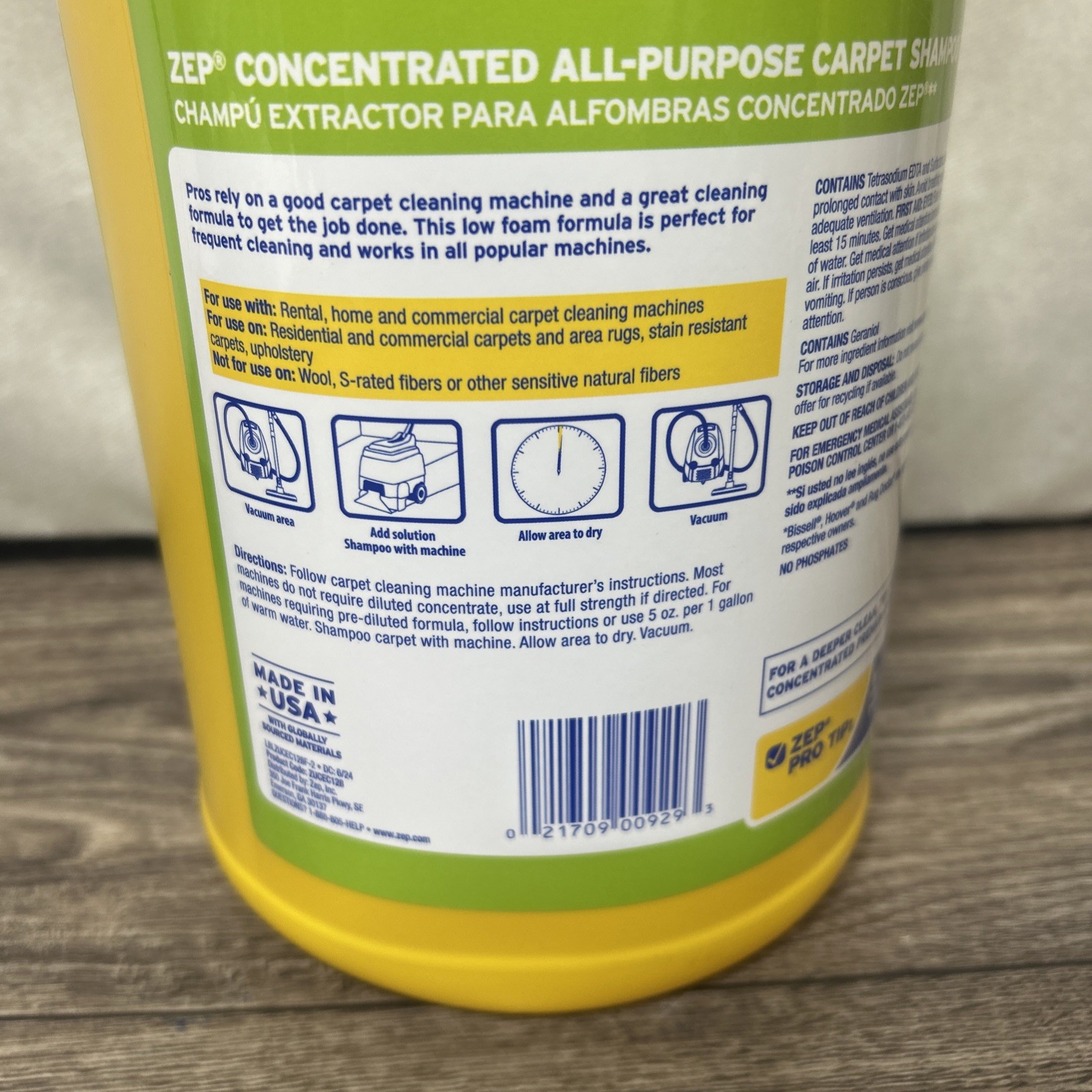 Zep All-Purpose Carpet Shampoo Concentrate Cleaner – 1 Gallon