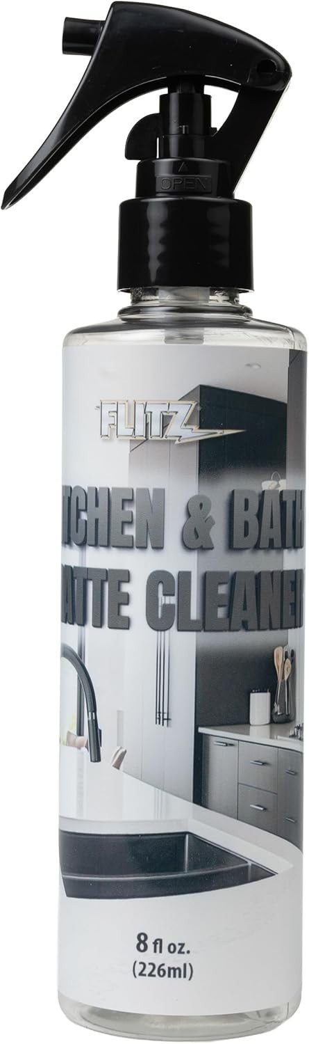 FLITZ Kitchen & Bath Matte Cleaner – 8oz /236ml USA-Made Water-Based Cleaning