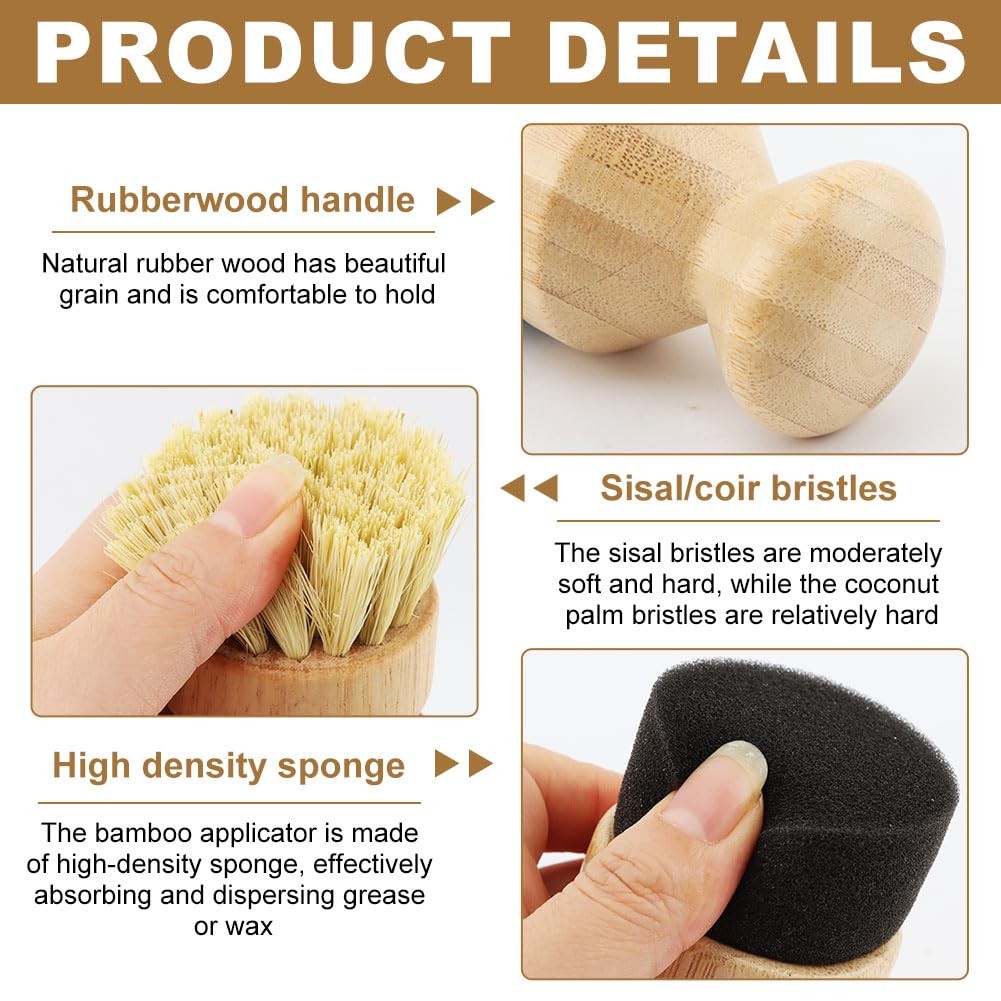 Cutting Board Oil Wax Applicator and Scrub Brush Set- Natural Bamboo with Sis…
