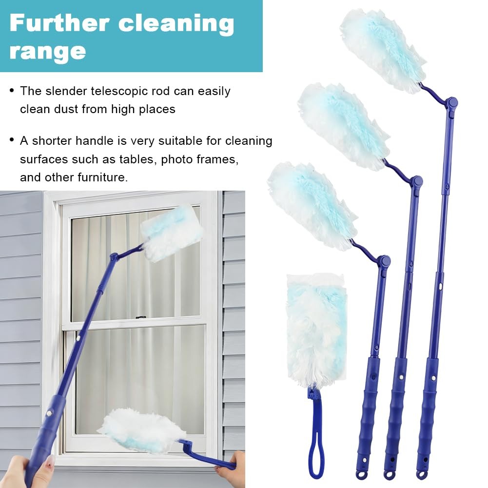 30 Count Heavy Duty Duster Refills with 2 Pcs Handles and Crevice Brushes Sta…