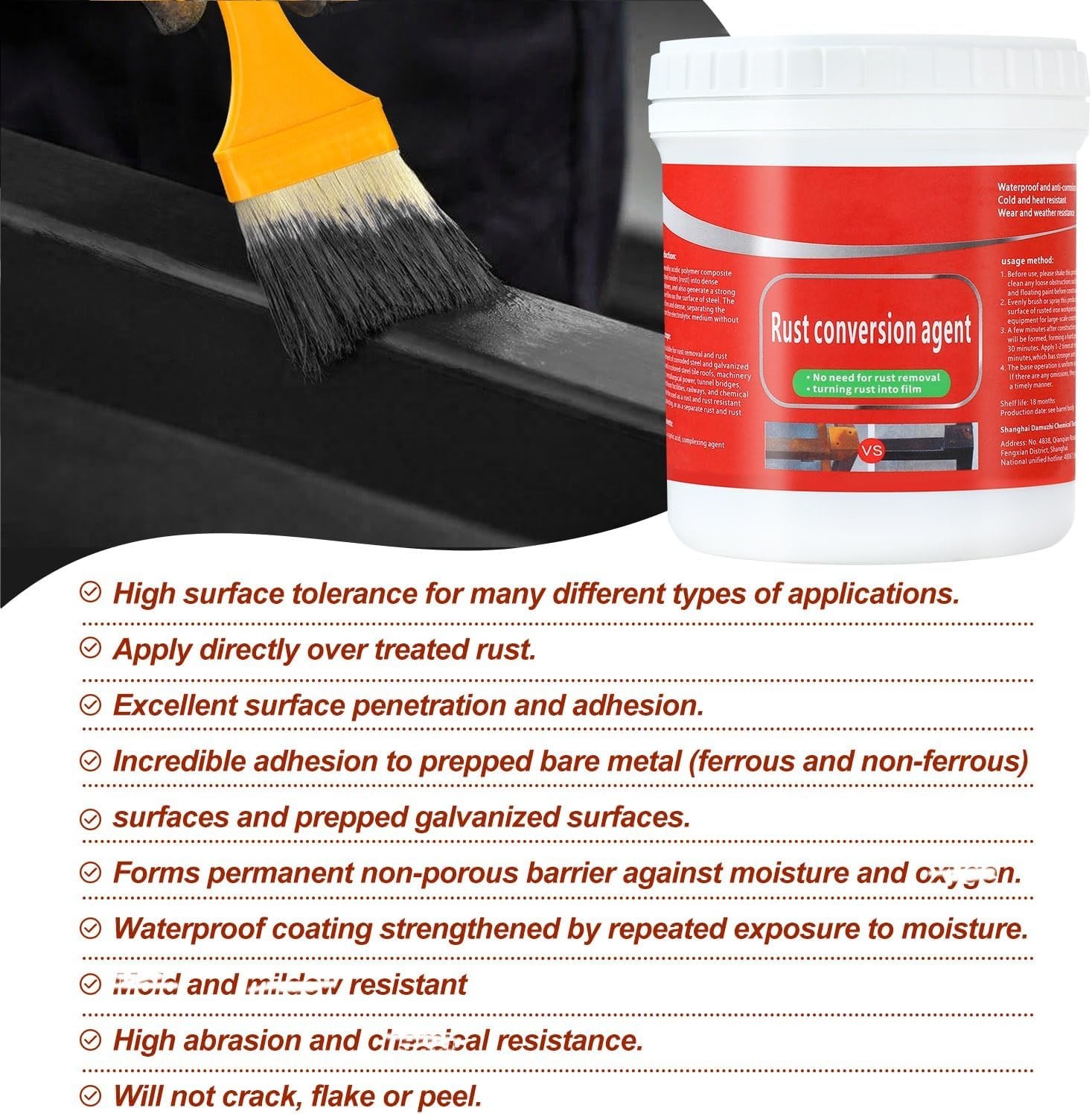 Versatile 300g Rust Renovator – Waterproof Rust Converter for Metal Surfaces