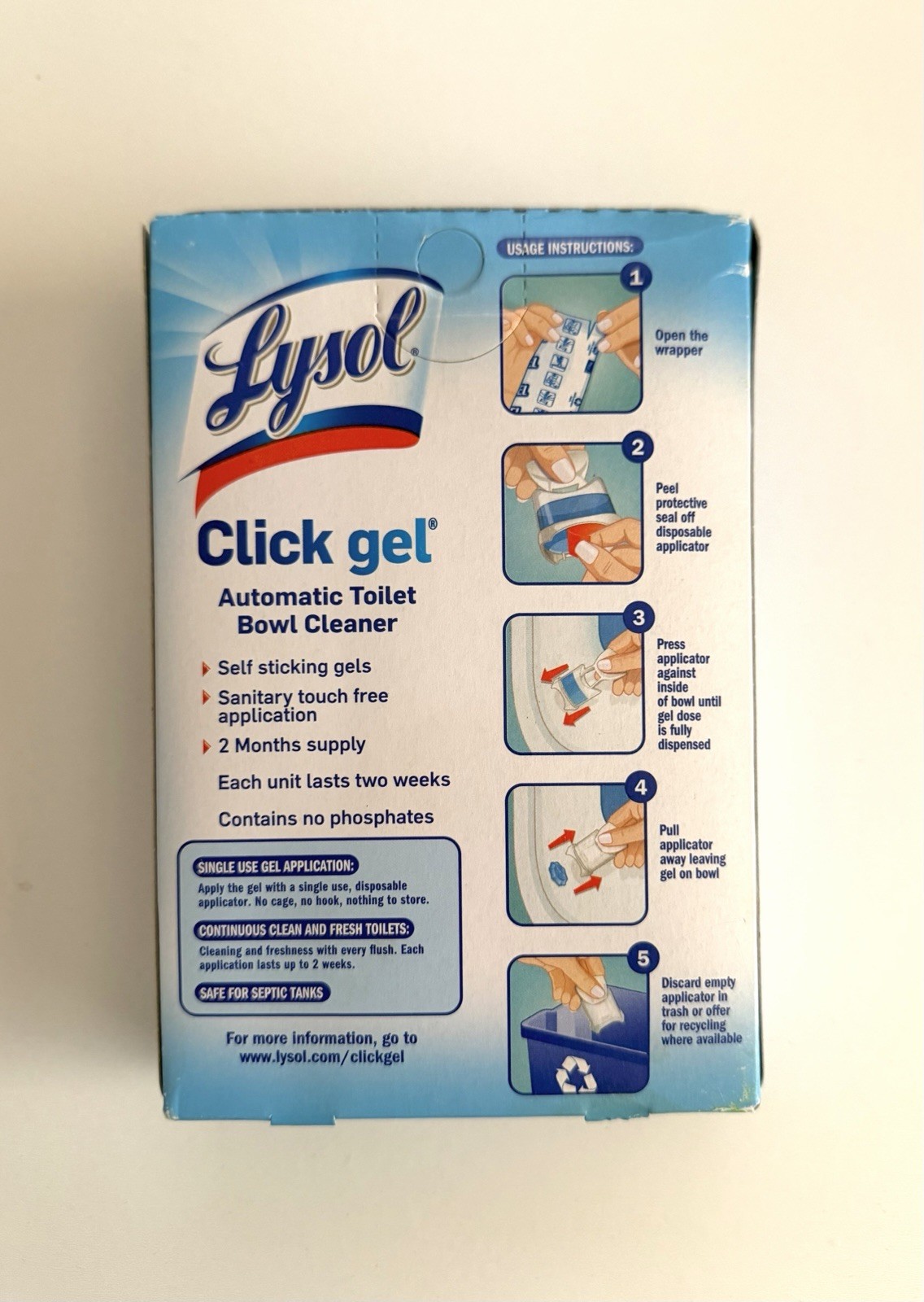 LYSOL Toilet Bowl Cleaner Click Gel Atlantic Fresh Scent 4-pack 8 Wk Supply NIB
