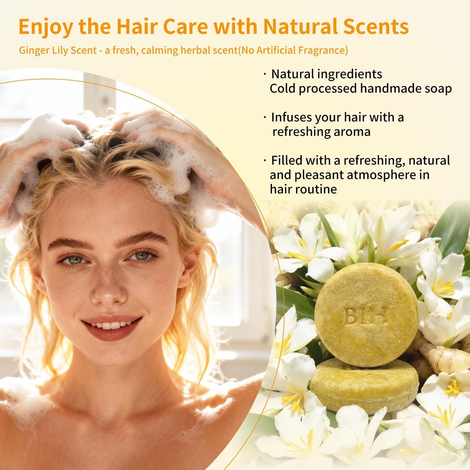 2 Pa Turmeric Hair Shpoo Bars, Ginr Soap for Growth Natural