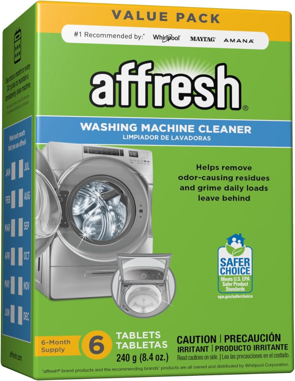 Affresh Dishwasher Cleaner Tablets, Odor & Limescale Removal, 6 Month Supply