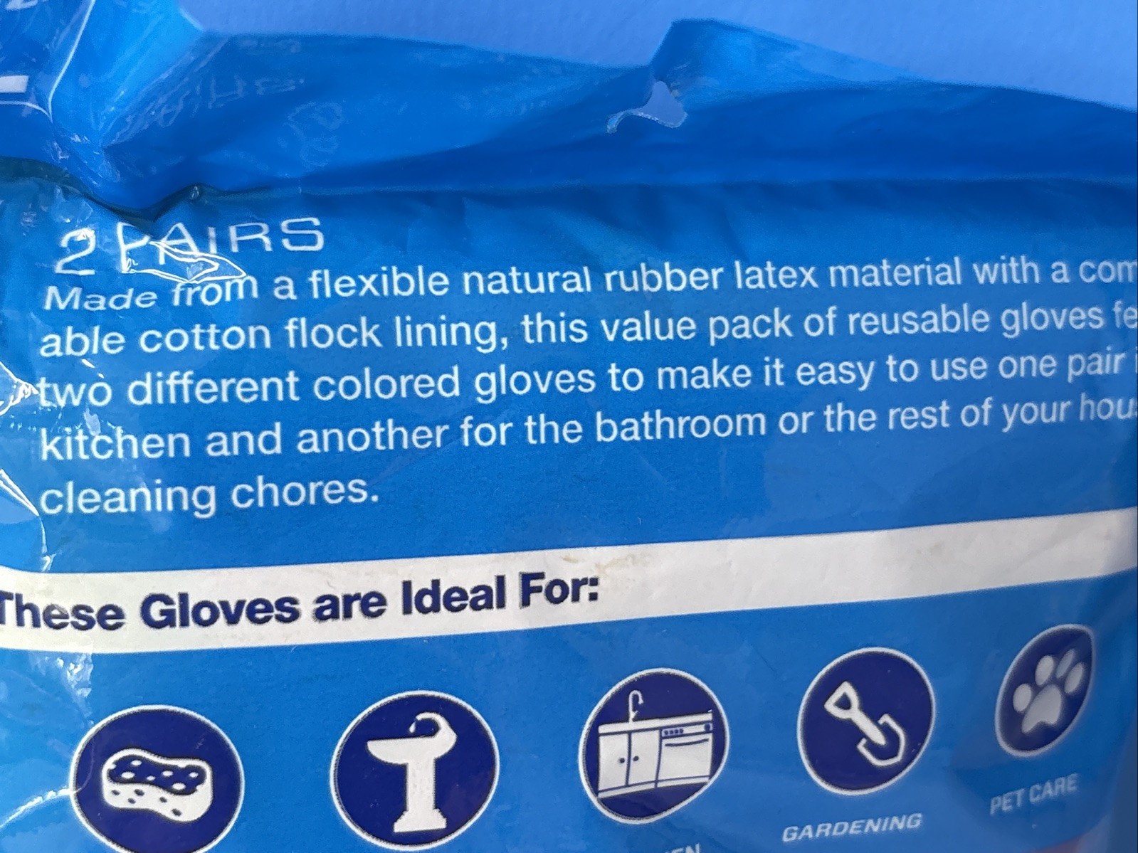 2 pair Mr Clean Natural Latex Dish Washing Gloves sz Large Cotton Flock Lining
