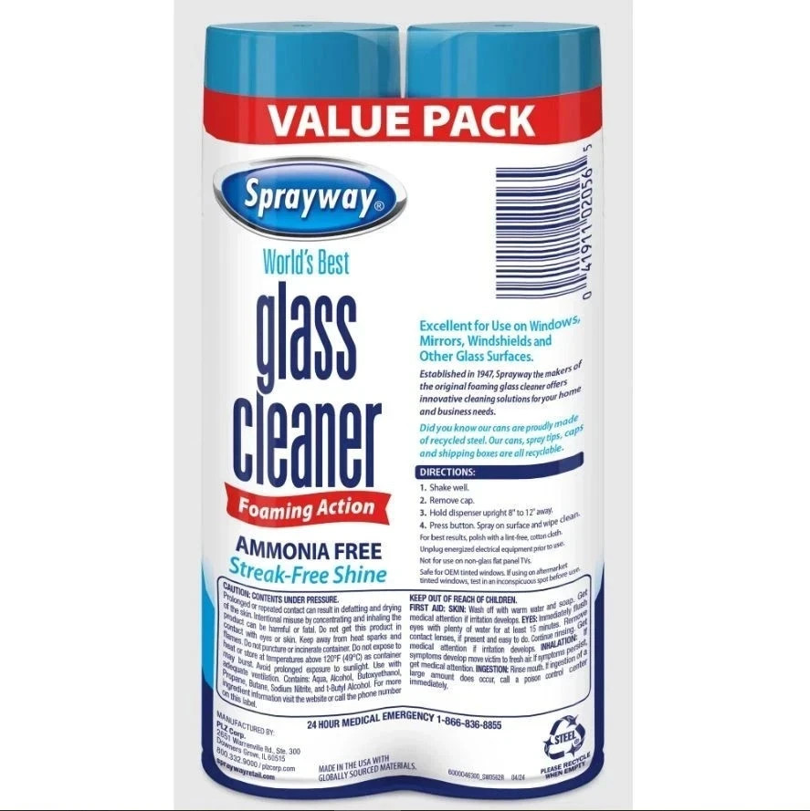 Sprayway World’s Best Glass Cleaner – 2×19 oz, Pack of 2